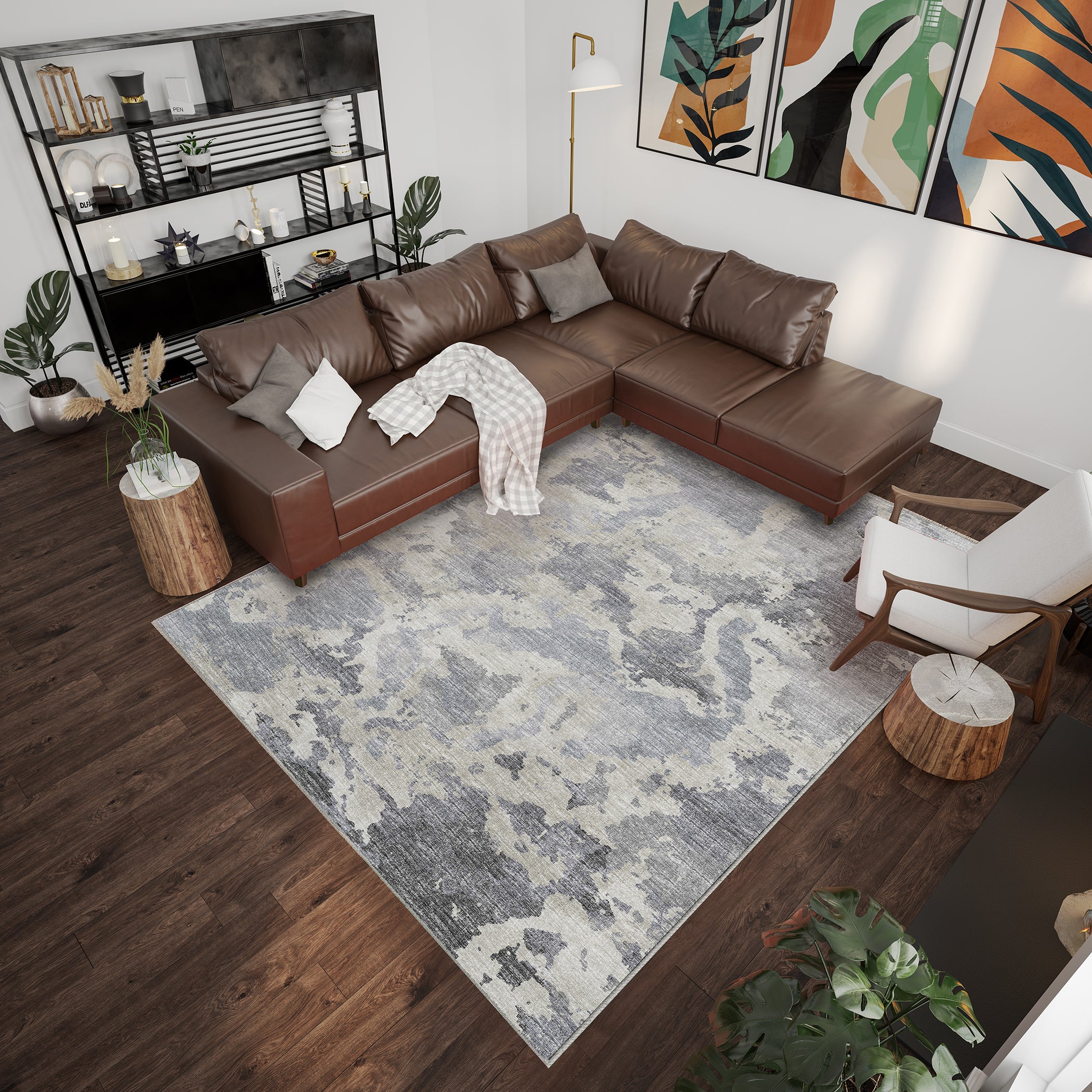 Luxury Machine Washable Indoor/Outdoor Transitional CM2 Graphite Gray Rug 3' x 5' #shape_Rectangle