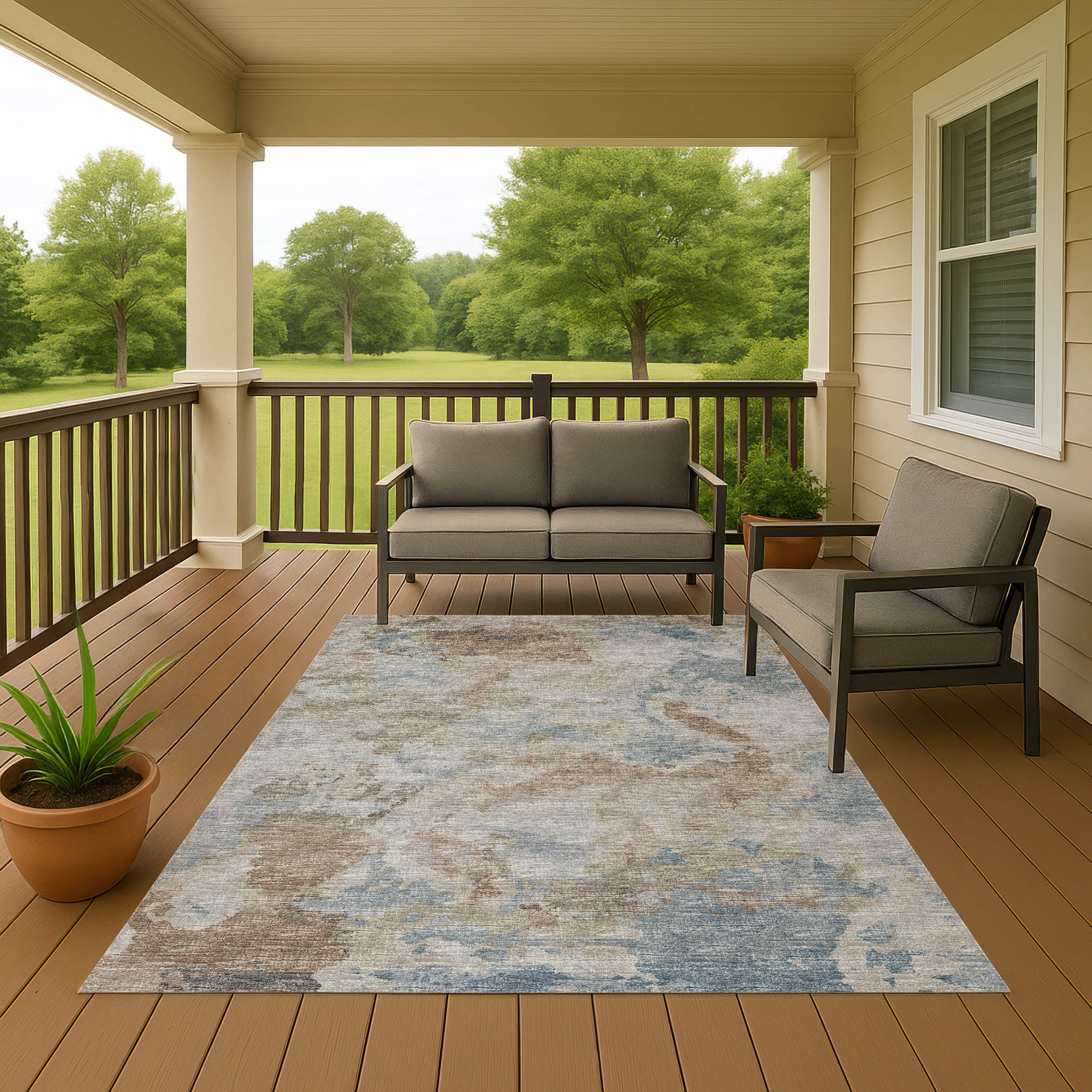 Luxury Machine Washable Indoor/Outdoor Transitional CM2 Seascape Multi Rug 3' x 5' #shape_Rectangle