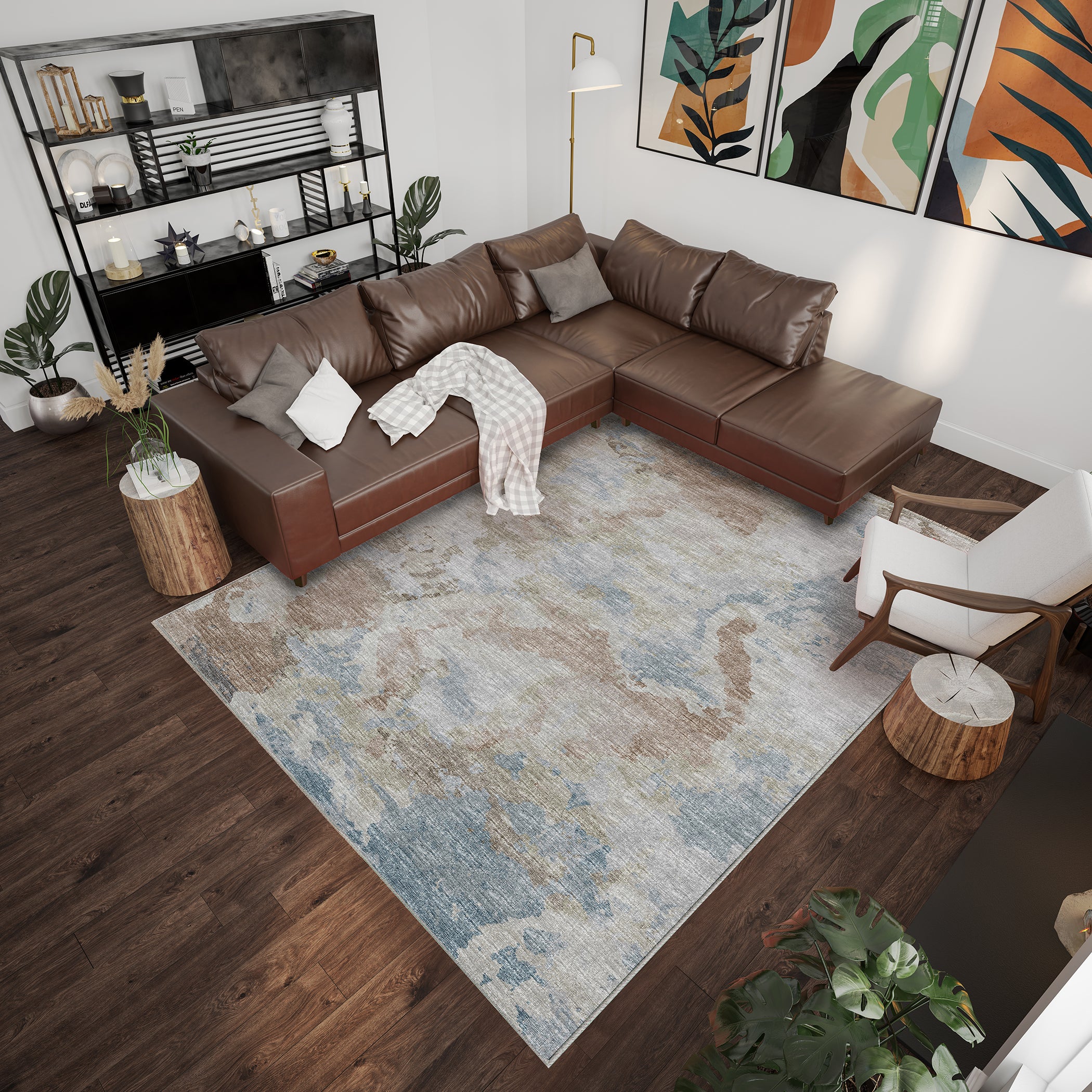 Luxury Machine Washable Indoor/Outdoor Transitional CM2 Seascape Multi Rug 3' x 5' #shape_Rectangle