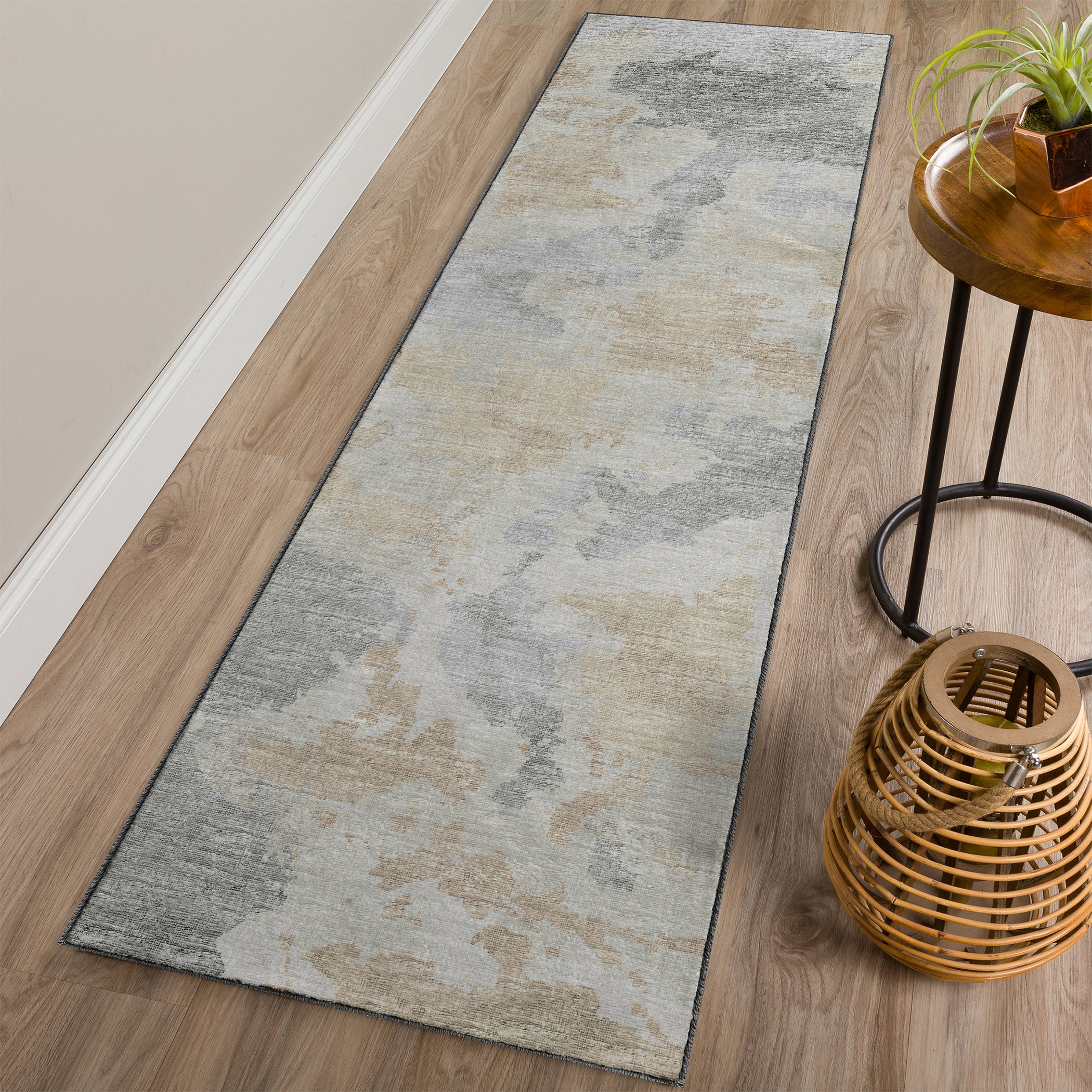 Luxury Machine Washable Indoor/Outdoor Transitional CM2 Stucco Brown Rug 2'3" x 7'6" #shape_Runner