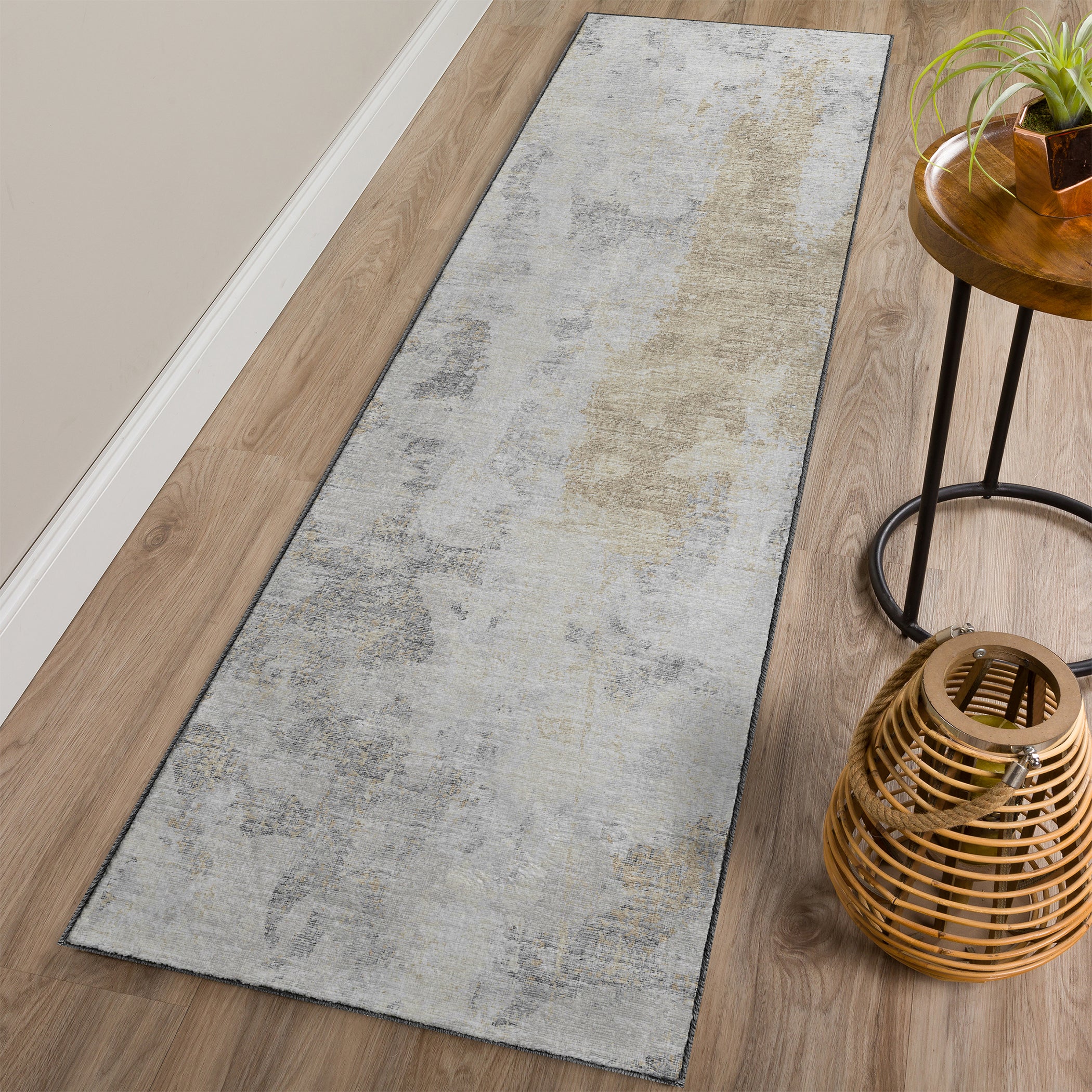 Luxury Machine Washable Indoor/Outdoor Transitional CM3 Biscotti Ivory Rug 2'3" x 7'6" #shape_Runner