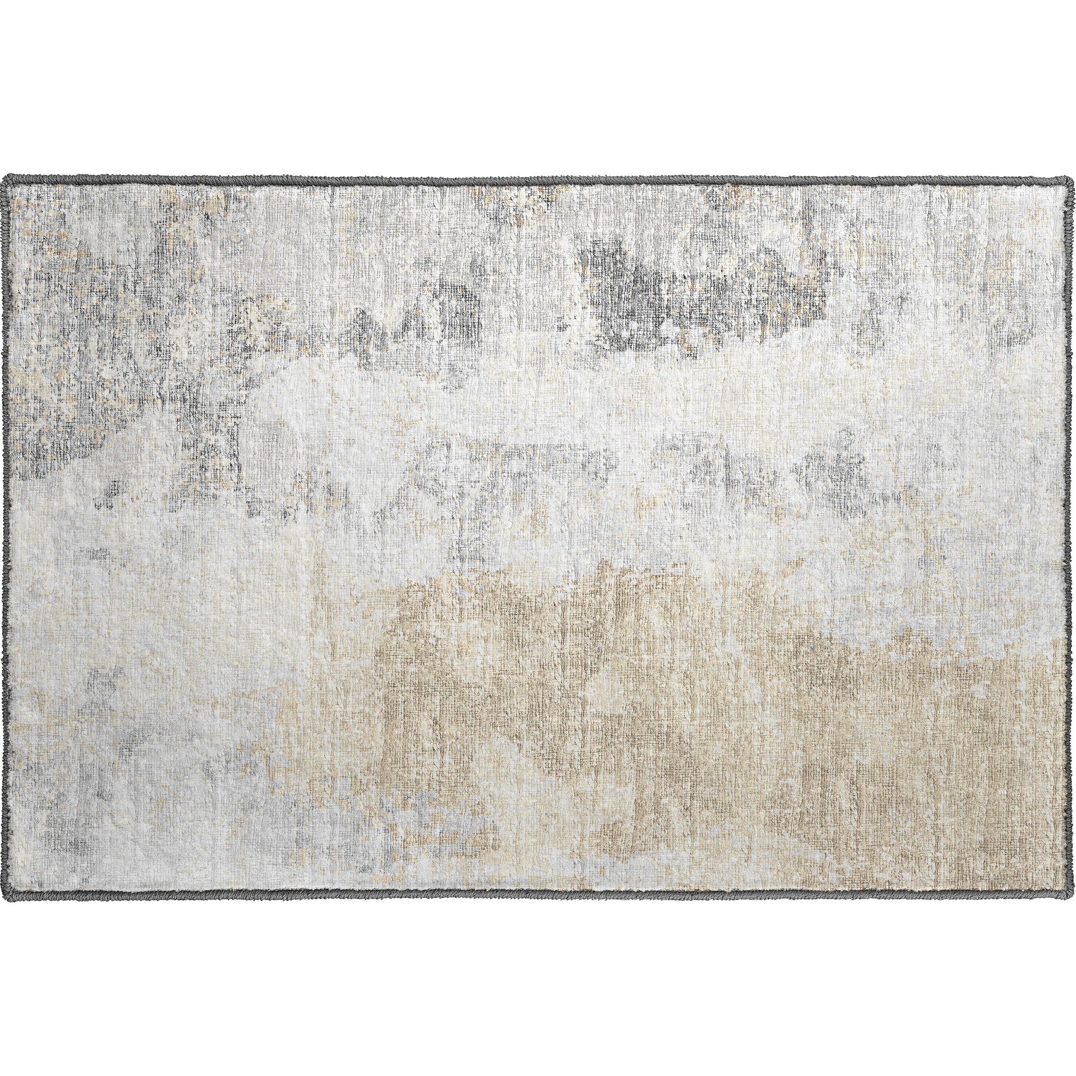 Luxury Machine Washable Indoor/Outdoor Transitional CM3 Biscotti Ivory Rug 1'8" x 2'6" #shape_Rectangle