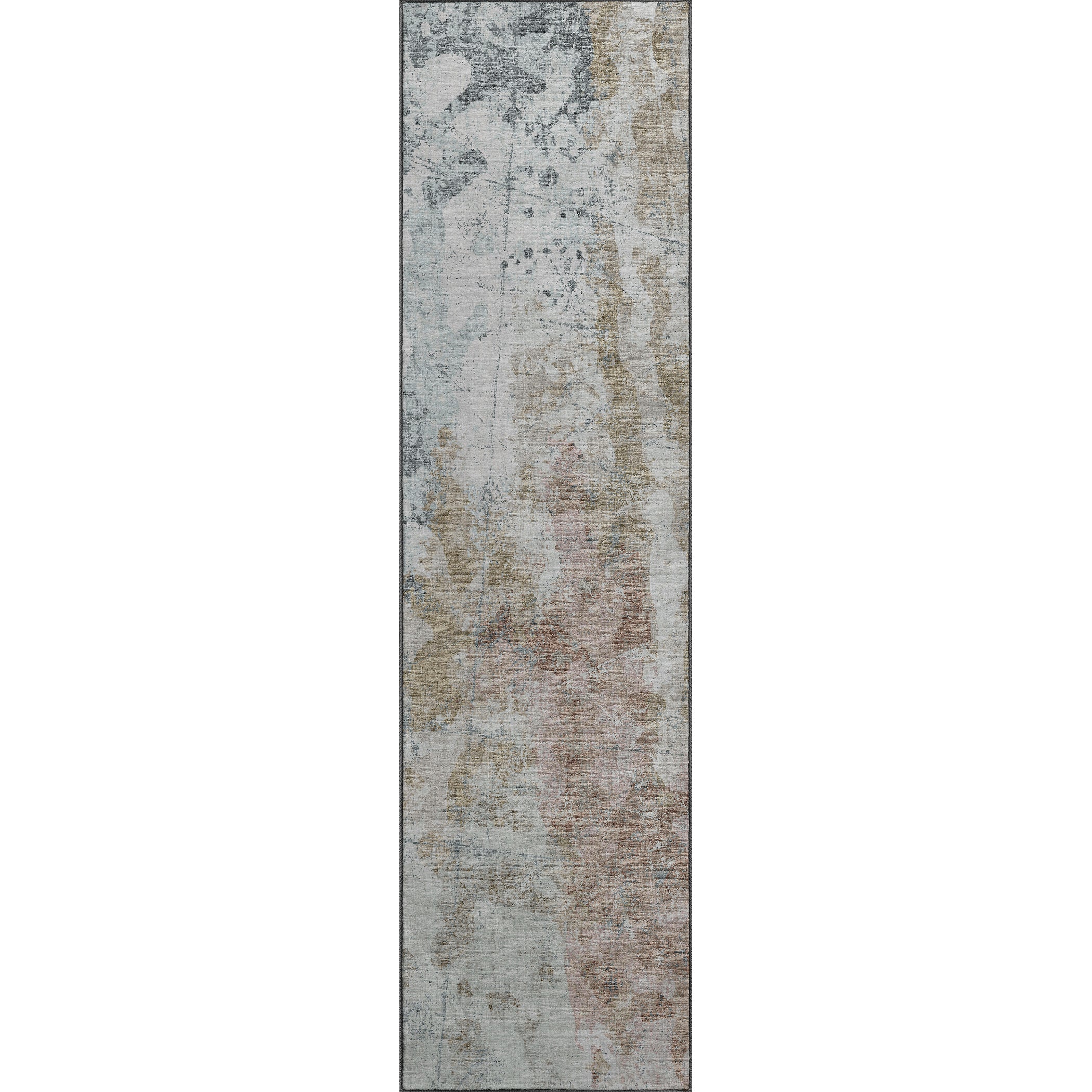 Luxury Machine Washable Indoor/Outdoor Transitional CM3 Mineral Blue Rug 2'3" x 7'6" #shape_Runner