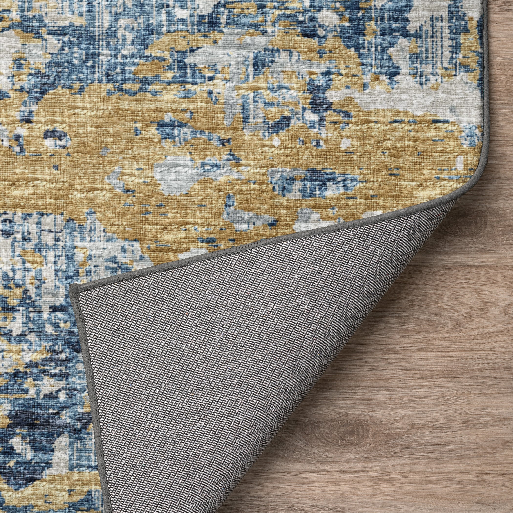 Luxury Machine Washable Indoor/Outdoor Transitional CM4 Navy Blue Rug 1'8" x 2'6" #shape_Rectangle