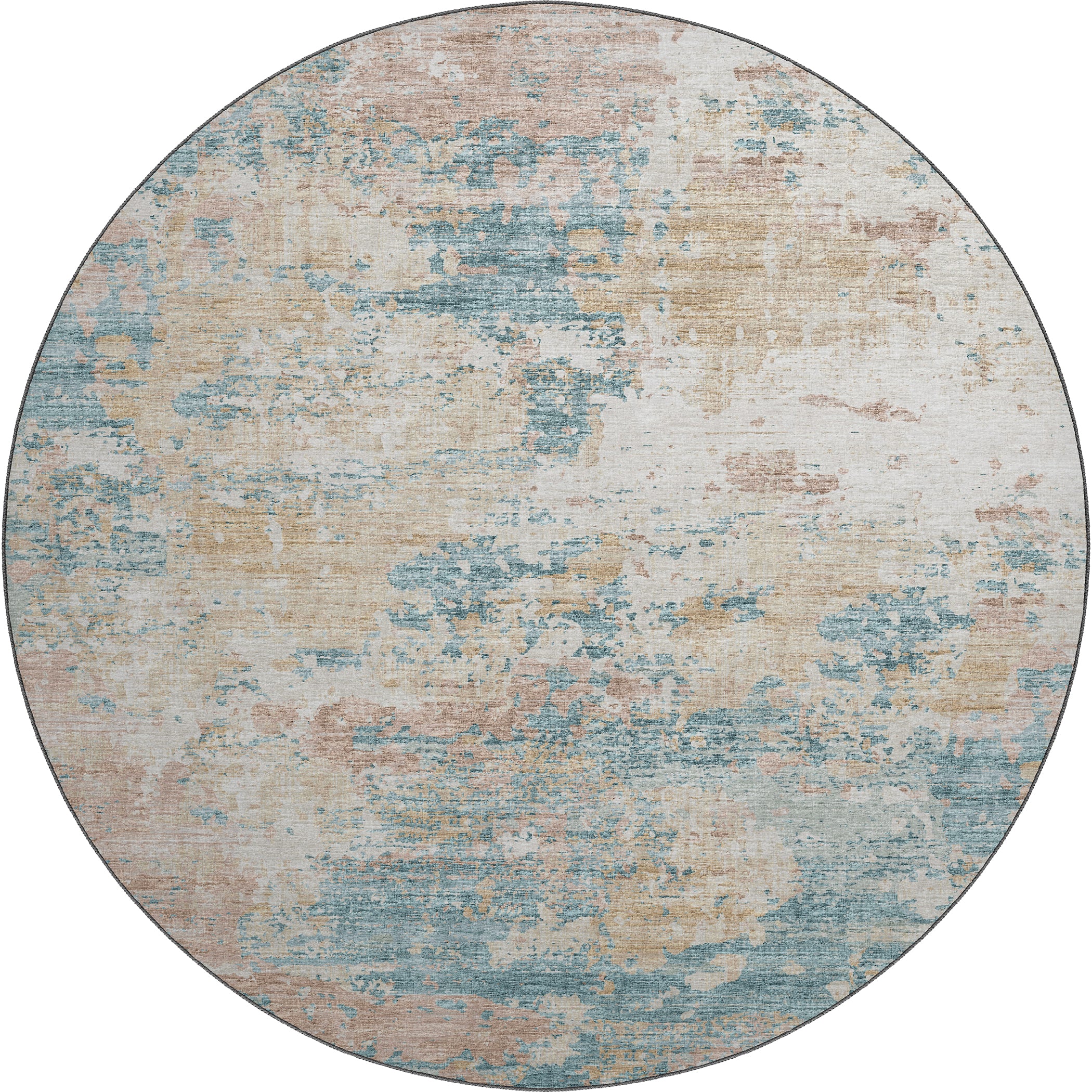 Luxury Machine Washable Indoor/Outdoor Transitional CM4 Parchment Ivory Rug 8' x 8' #shape_Round