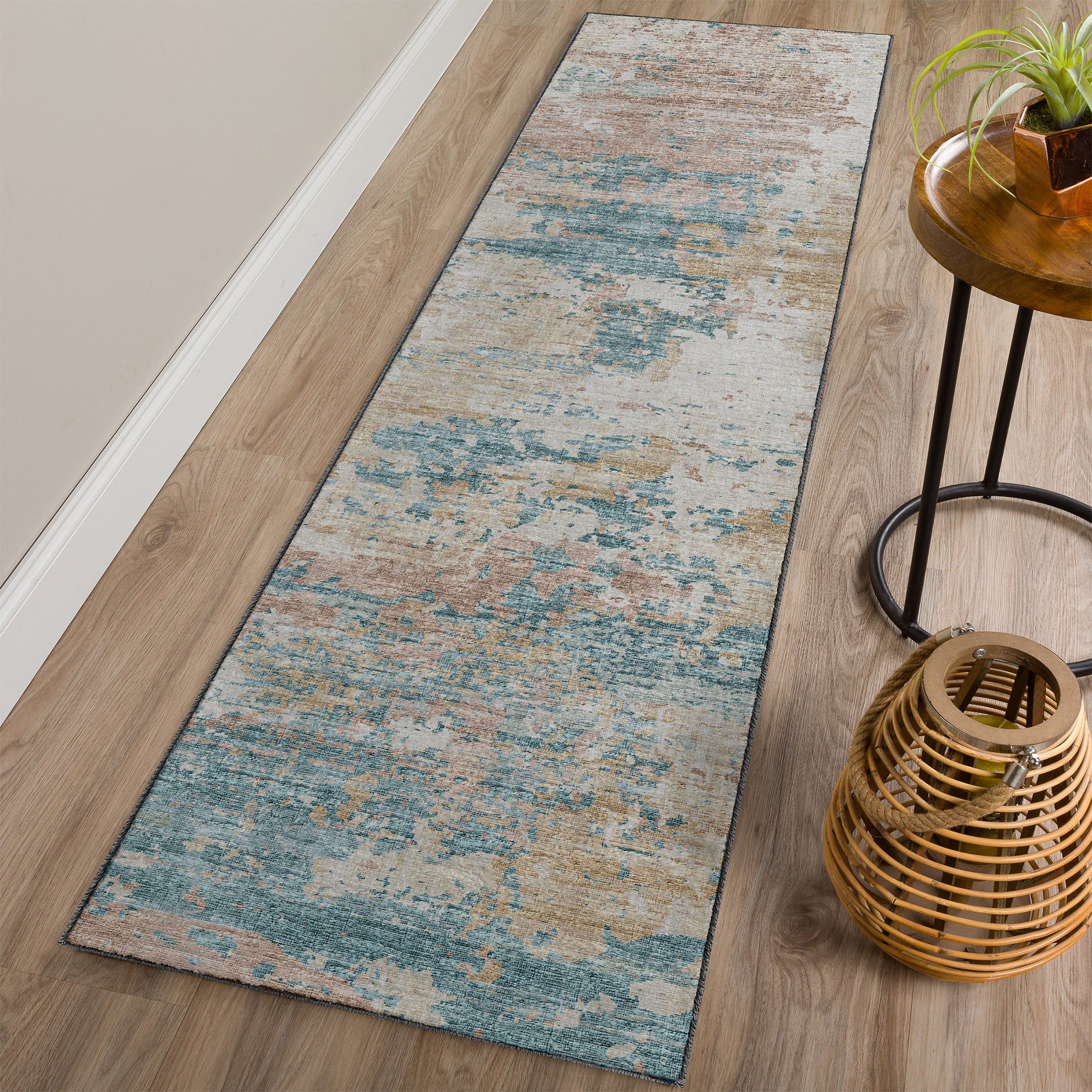 Luxury Machine Washable Indoor/Outdoor Transitional CM4 Parchment Ivory Rug 2'3" x 7'6" #shape_Runner