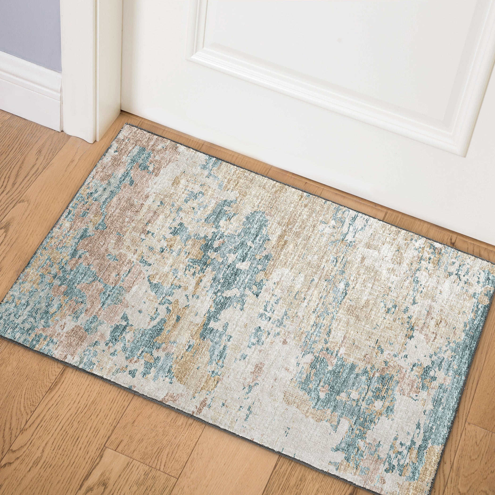 Luxury Machine Washable Indoor/Outdoor Transitional CM4 Parchment Ivory Rug 1'8" x 2'6" #shape_Rectangle
