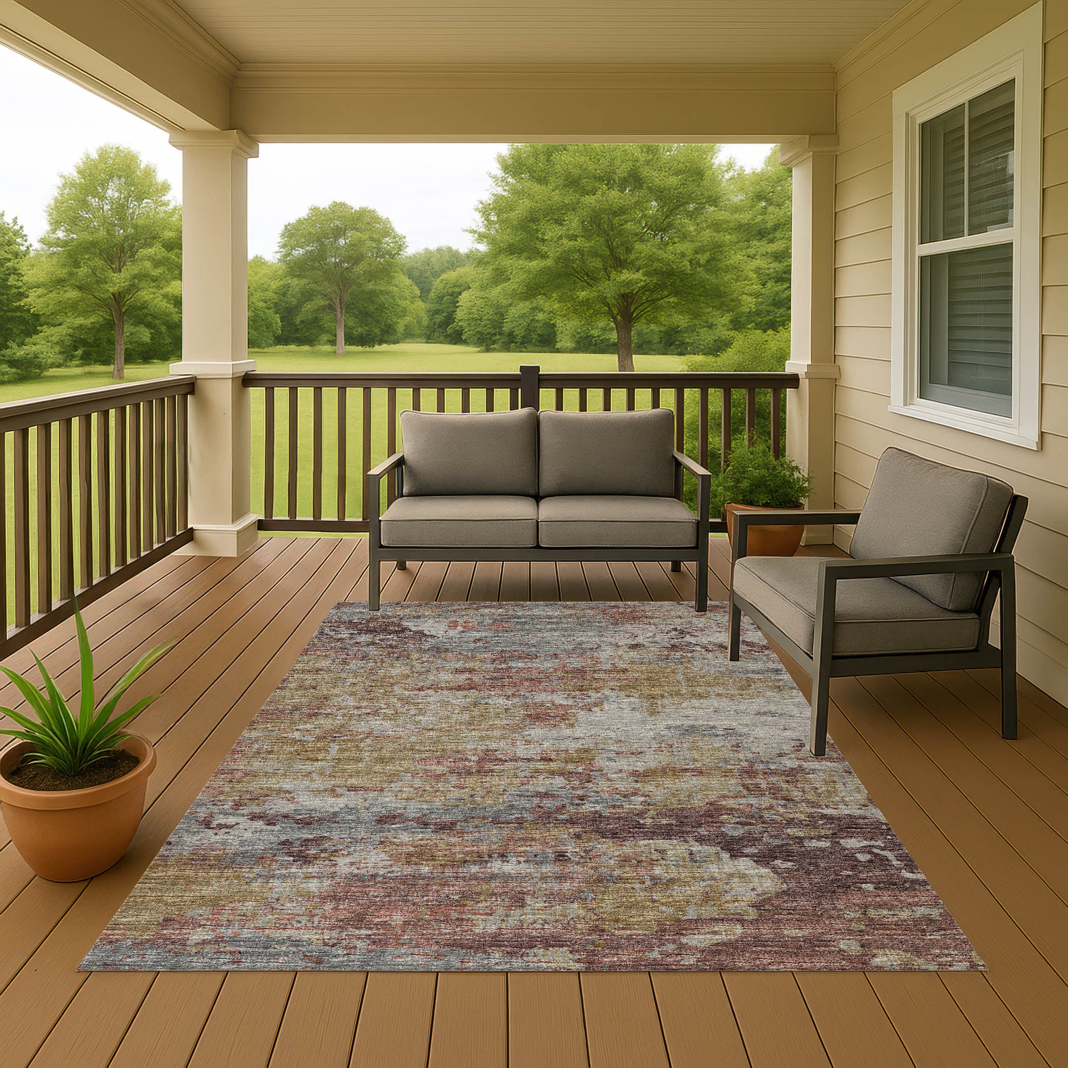 Luxury Machine Washable Indoor/Outdoor Transitional CM4 Primrose Multi Rug 3' x 5' #shape_Rectangle