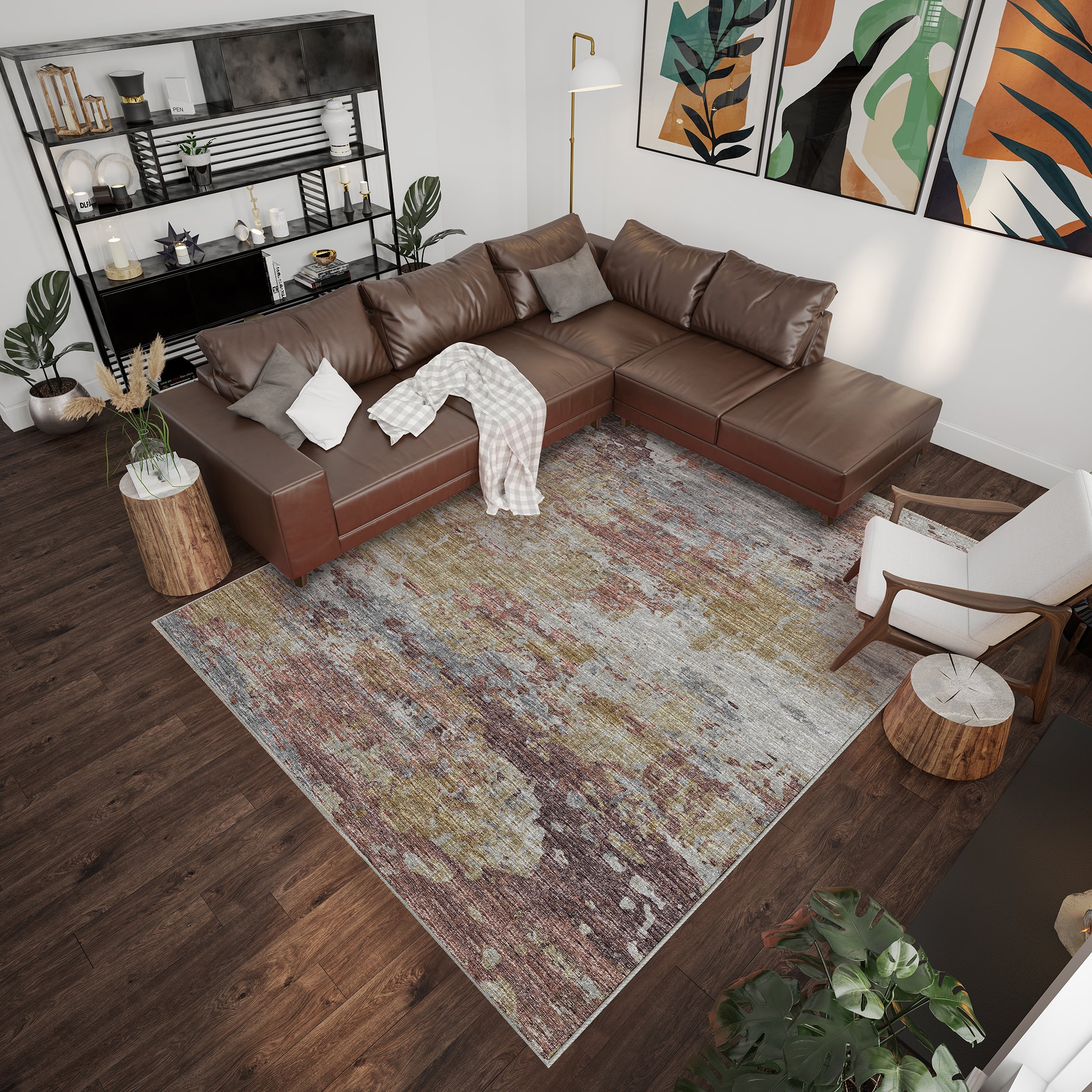 Luxury Machine Washable Indoor/Outdoor Transitional CM4 Primrose Multi Rug 3' x 5' #shape_Rectangle