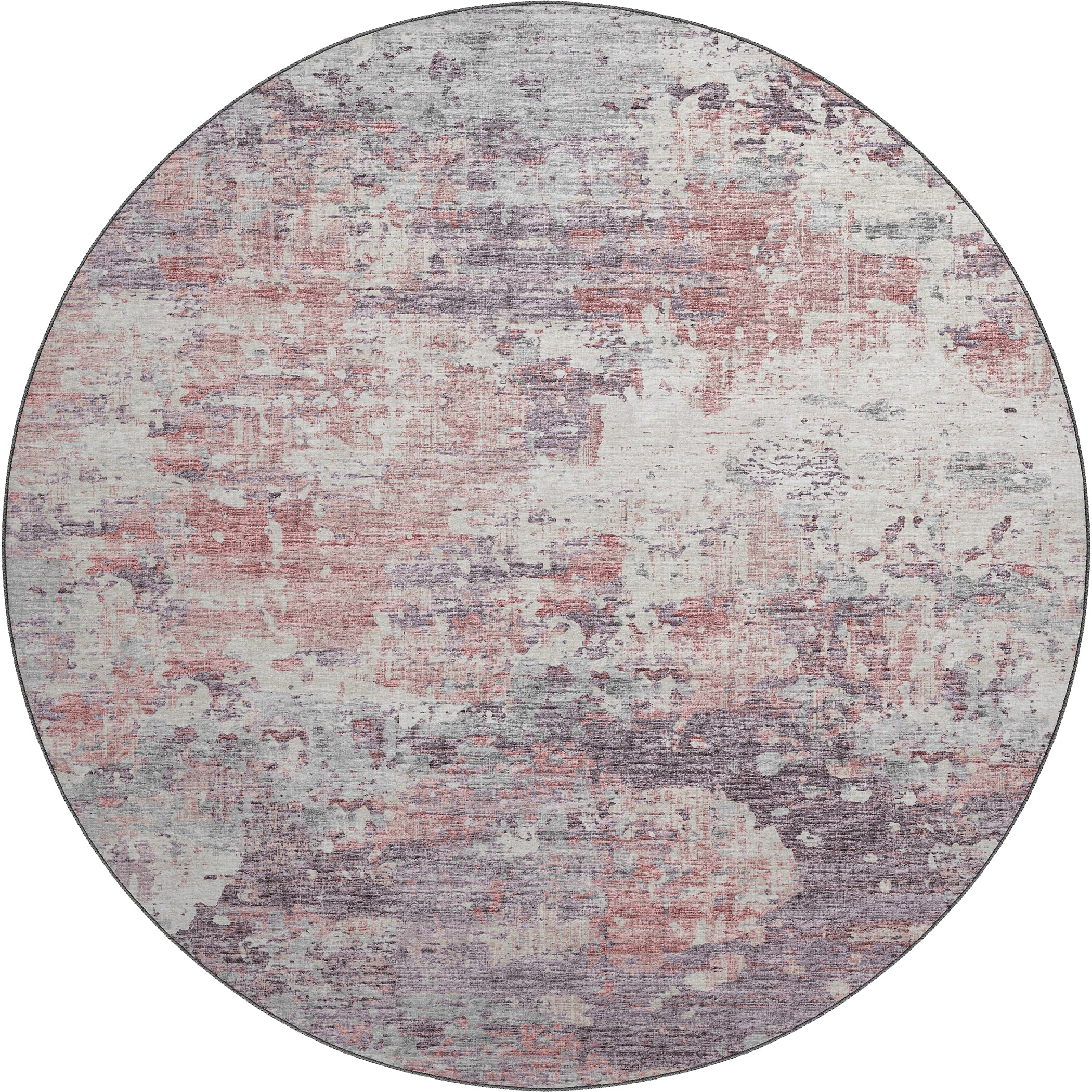 Luxury Machine Washable Indoor/Outdoor Transitional CM4 Rose Pink Rug 8' x 8' #shape_Round