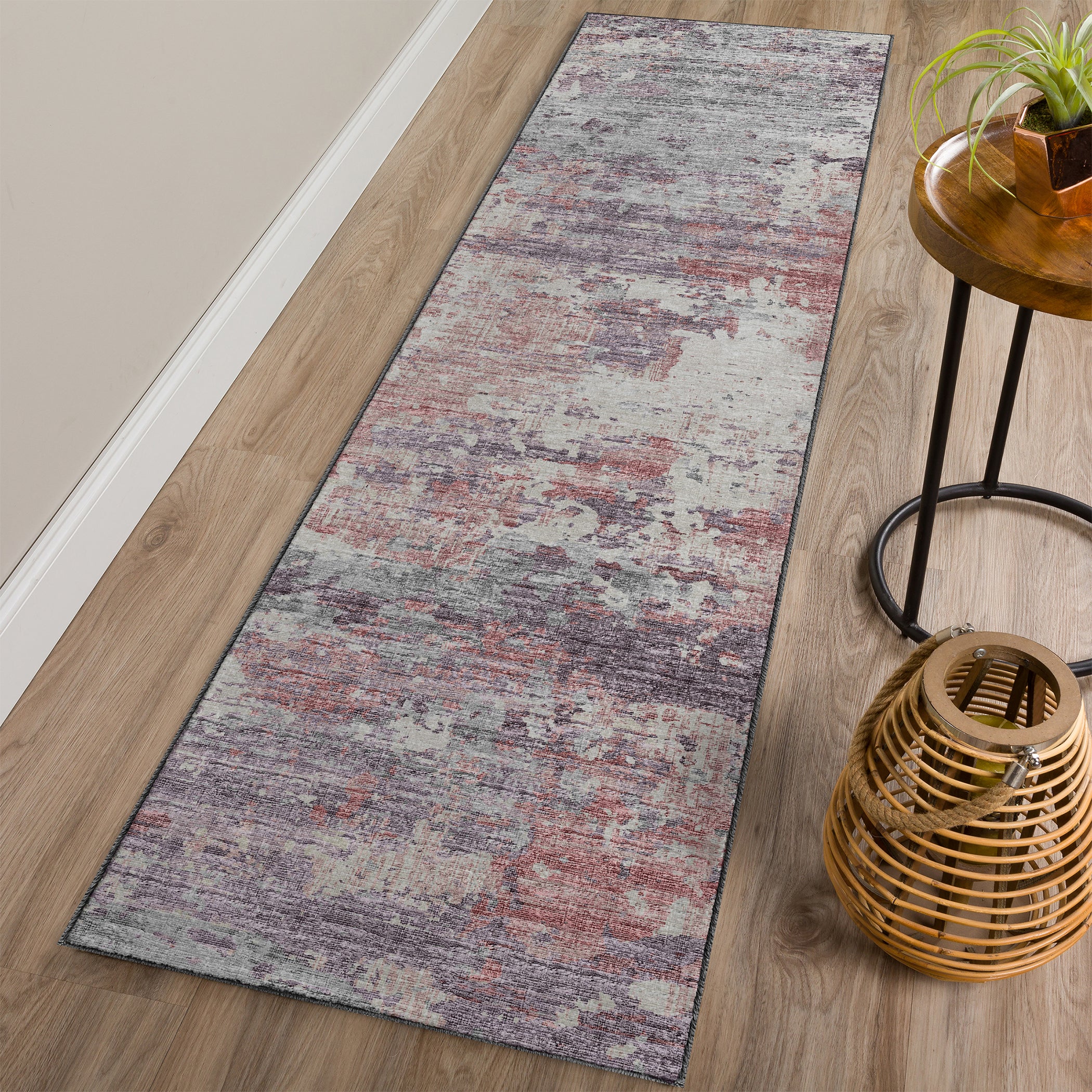 Luxury Machine Washable Indoor/Outdoor Transitional CM4 Rose Pink Rug 2'3" x 7'6" #shape_Runner