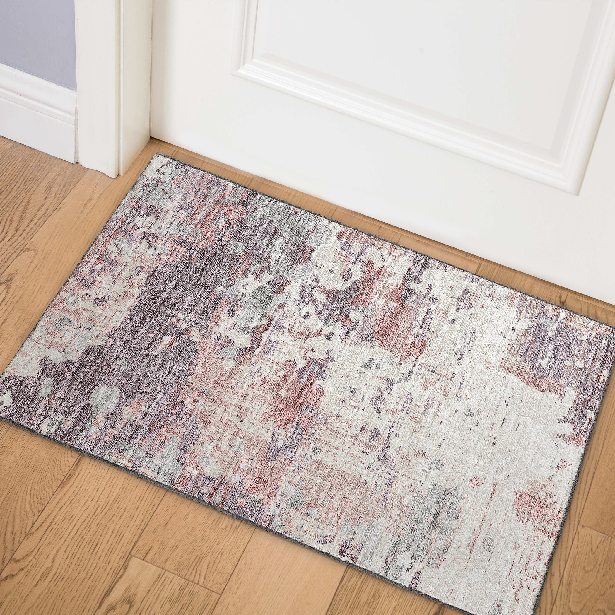 Luxury Machine Washable Indoor/Outdoor Transitional CM4 Rose Pink Rug 1'8" x 2'6" #shape_Rectangle