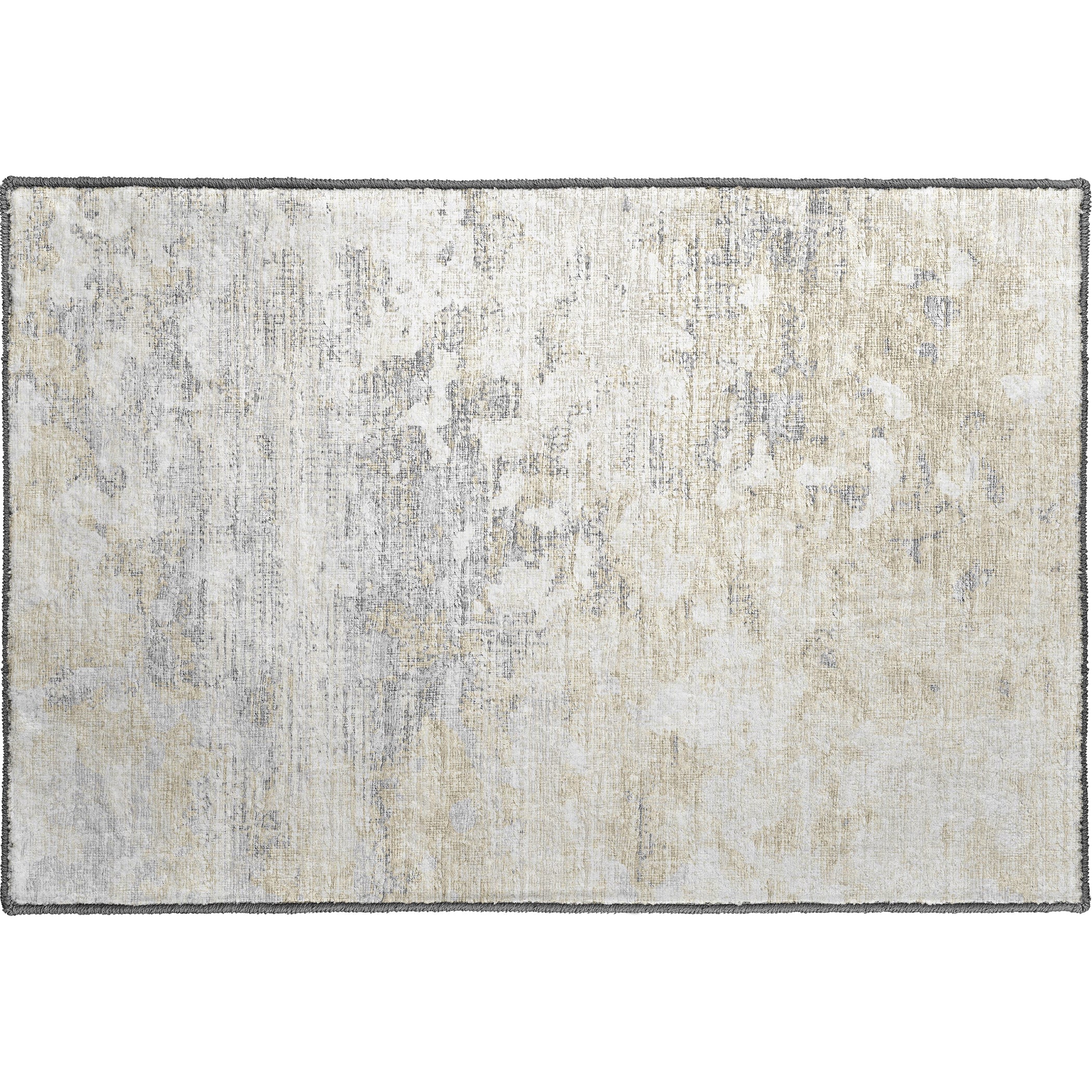 Luxury Machine Washable Indoor/Outdoor Transitional CM5 Linen Ivory Rug 1'8" x 2'6" #shape_Rectangle