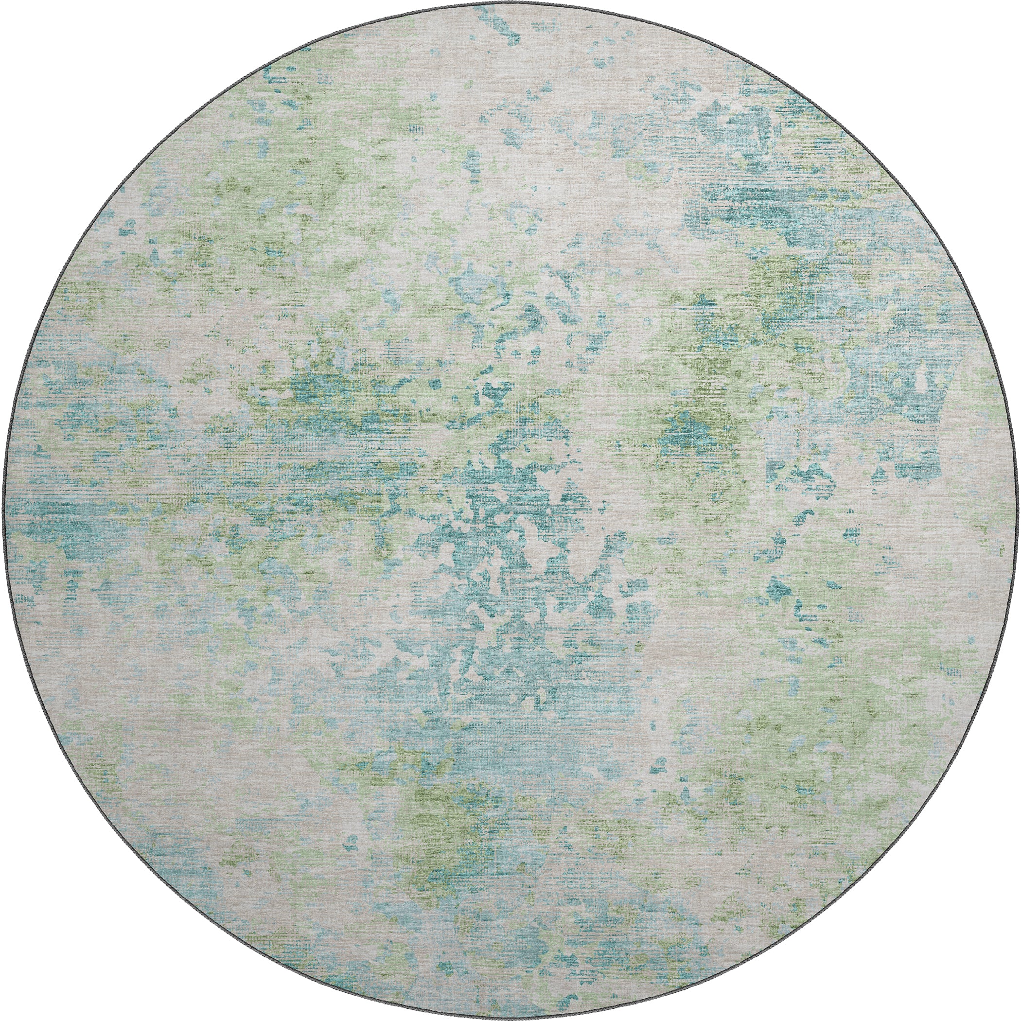 Luxury Machine Washable Indoor/Outdoor Transitional CM5 Meadow Green Rug 8' x 8' #shape_Round