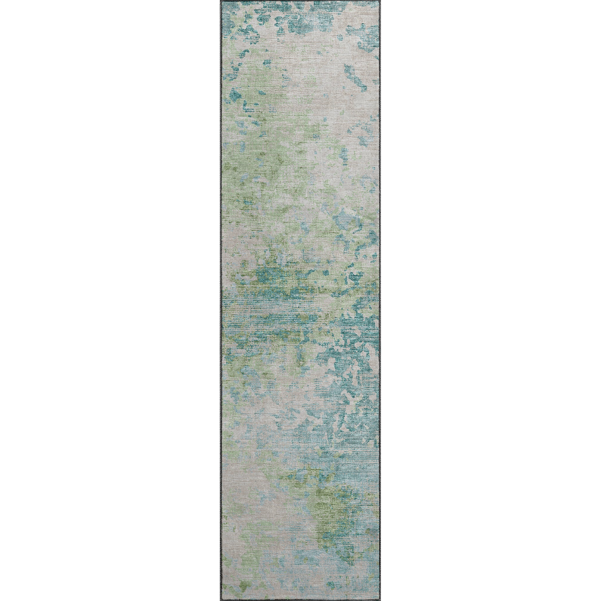 Luxury Machine Washable Indoor/Outdoor Transitional CM5 Meadow Green Rug 2'3" x 7'6" #shape_Runner