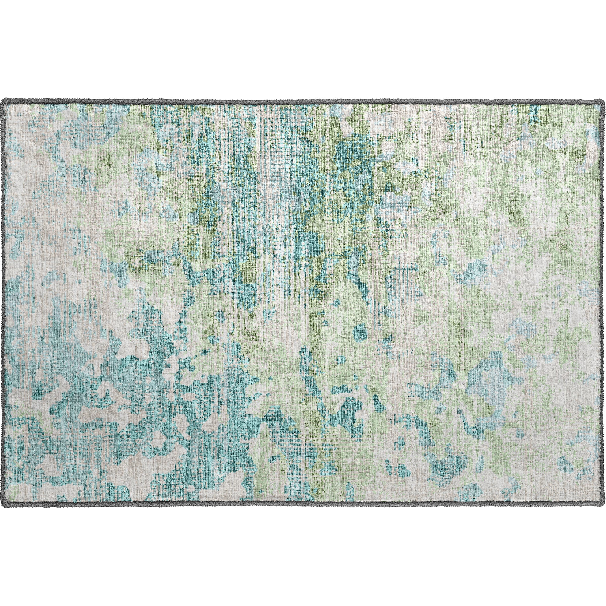 Luxury Machine Washable Indoor/Outdoor Transitional CM5 Meadow Green Rug 1'8" x 2'6" #shape_Rectangle
