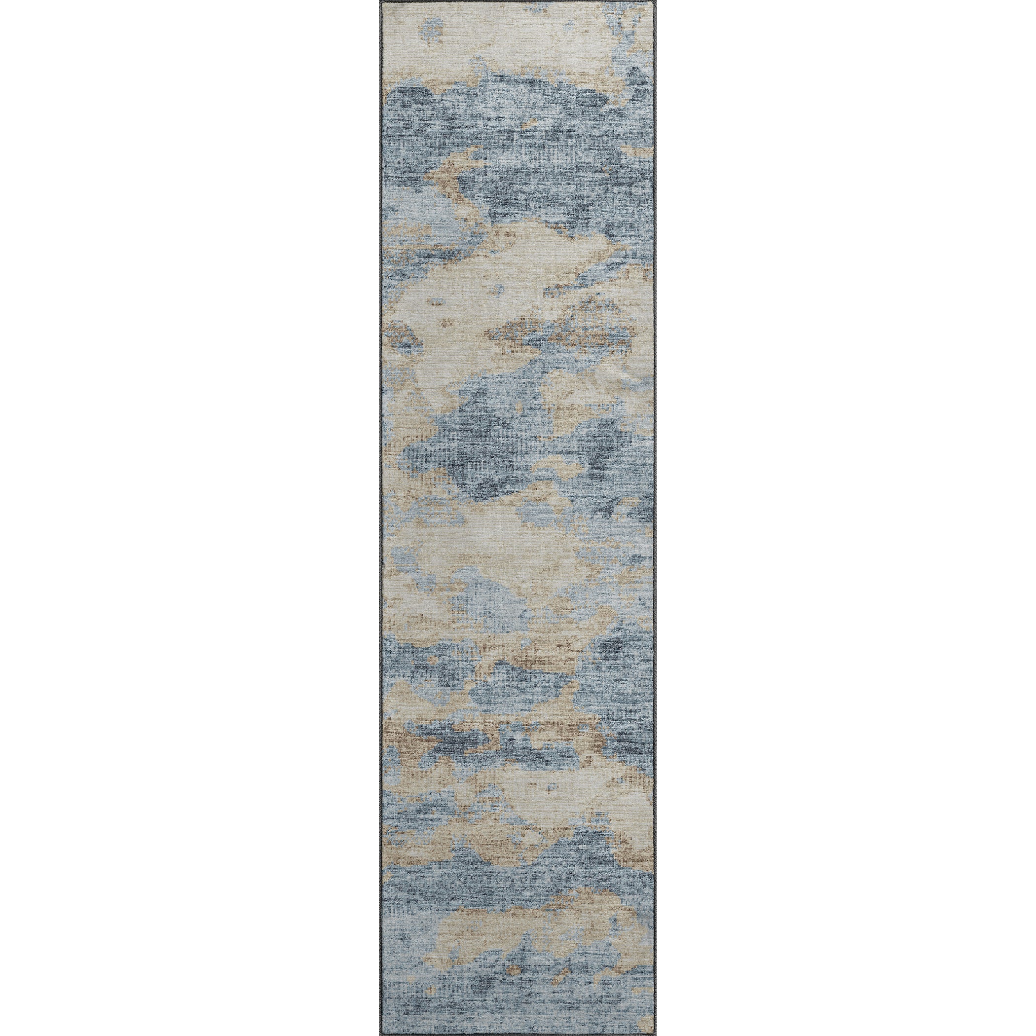 Luxury Machine Washable Indoor/Outdoor Transitional CM6 Indigo Blue Rug 2'3" x 7'6" #shape_Runner