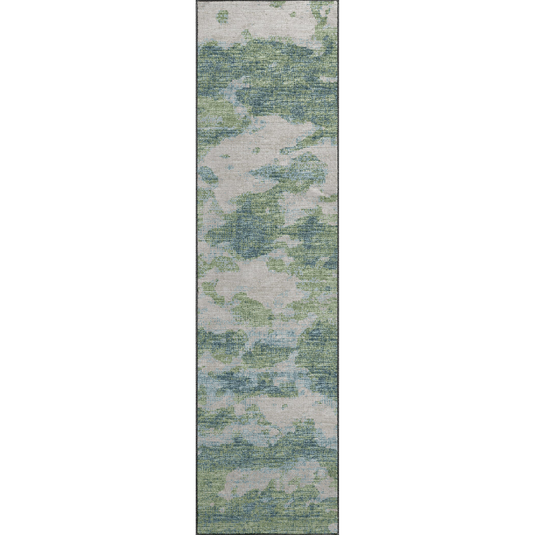 Luxury Machine Washable Indoor/Outdoor Transitional CM6 Meadow Green Rug 2'3" x 7'6" #shape_Runner