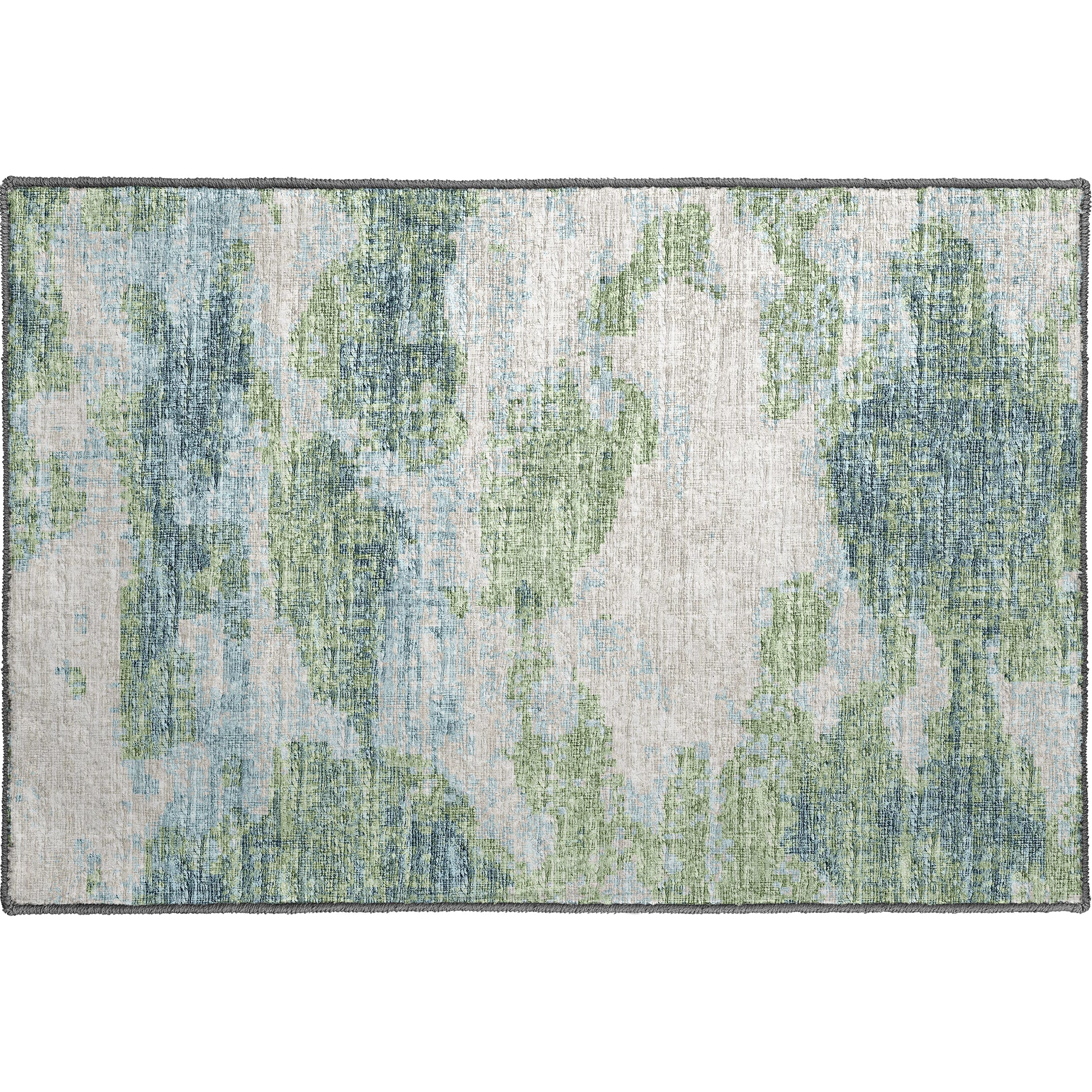 Luxury Machine Washable Indoor/Outdoor Transitional CM6 Meadow Green Rug 1'8" x 2'6" #shape_Rectangle