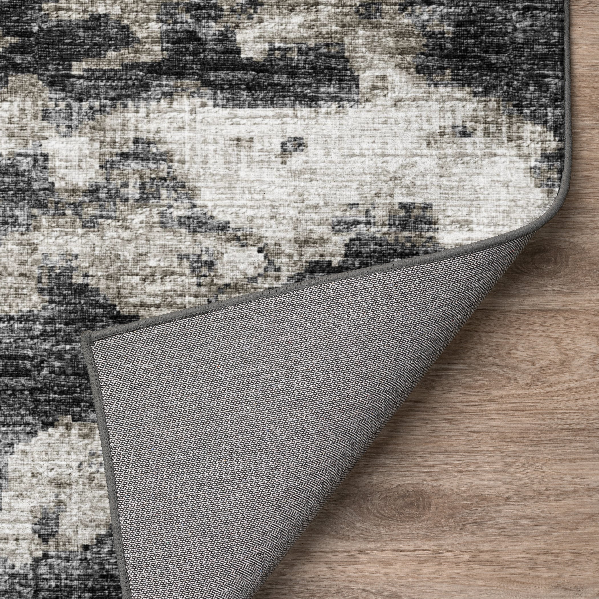 Luxury Machine Washable Indoor/Outdoor Transitional CM6 Midnight Black Rug 1'8" x 2'6" #shape_Rectangle