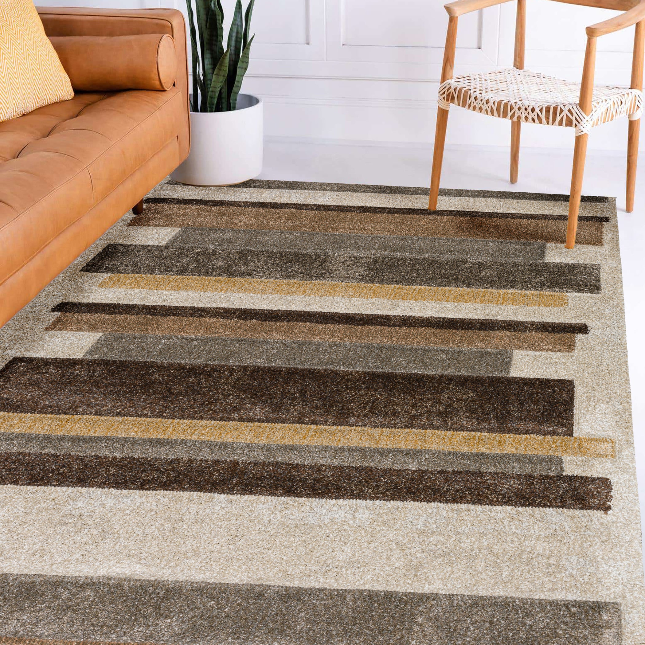 Transitional CO2 Flax Brown Rug 3'1" x 5' #shape_Rectangle