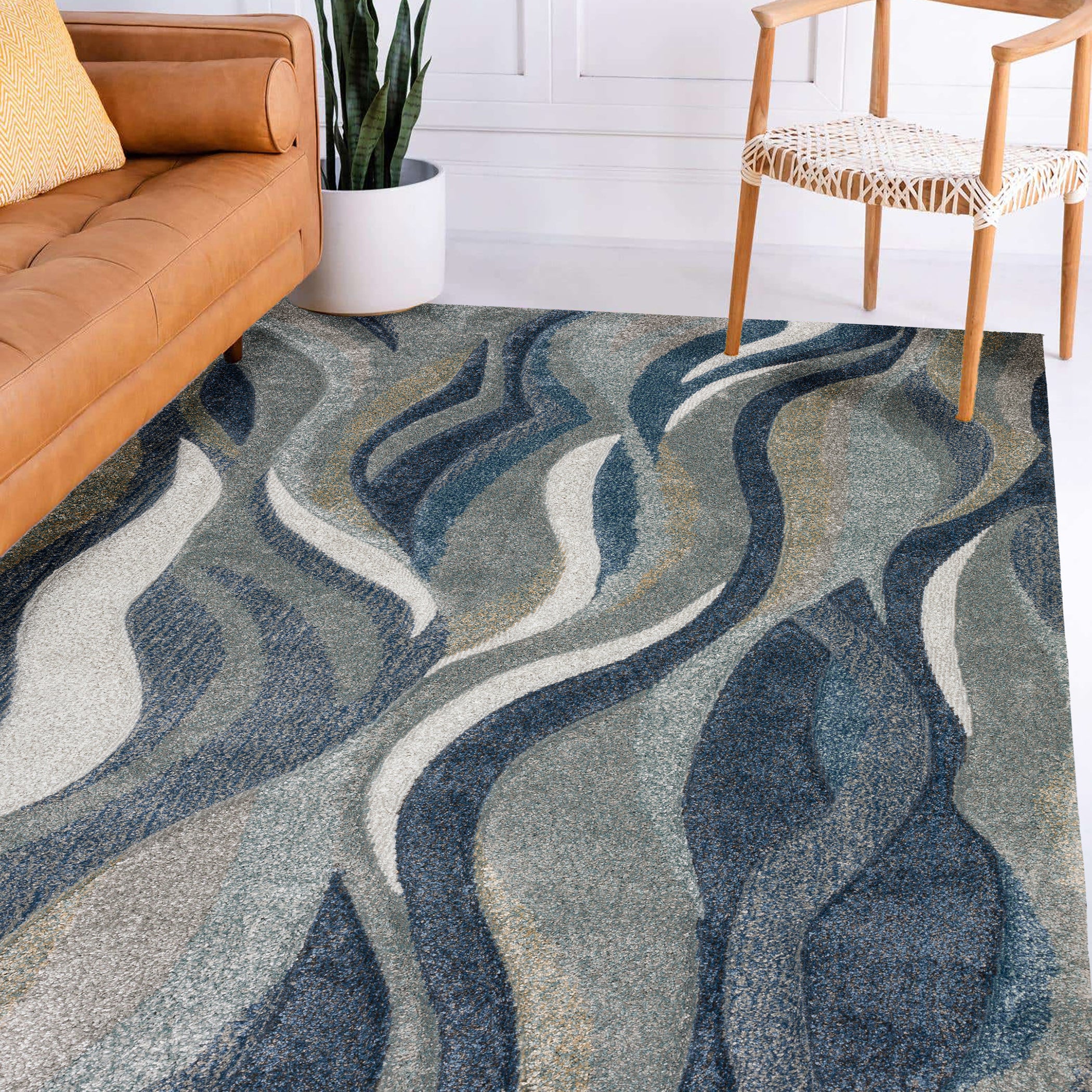 Transitional CO5 Navy Blue Rug 3'1" x 5' #shape_Rectangle
