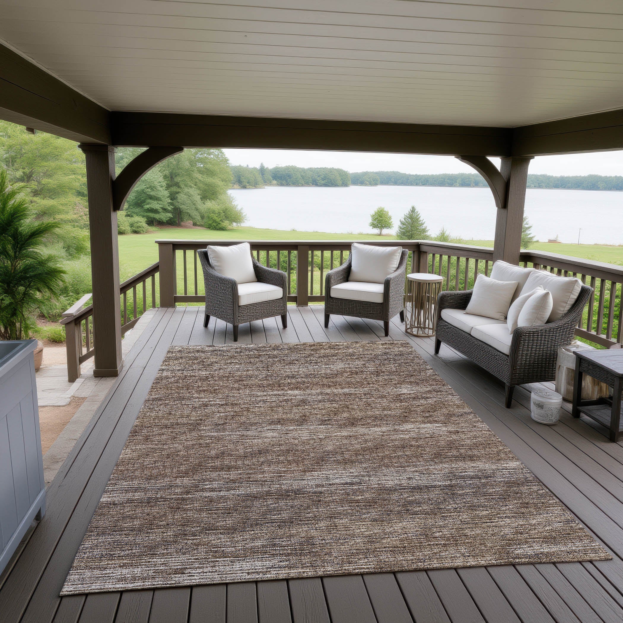 Indoor/Outdoor Transitional CR1 Chocolate Brown Rug 3' x 5' #shape_Rectangle