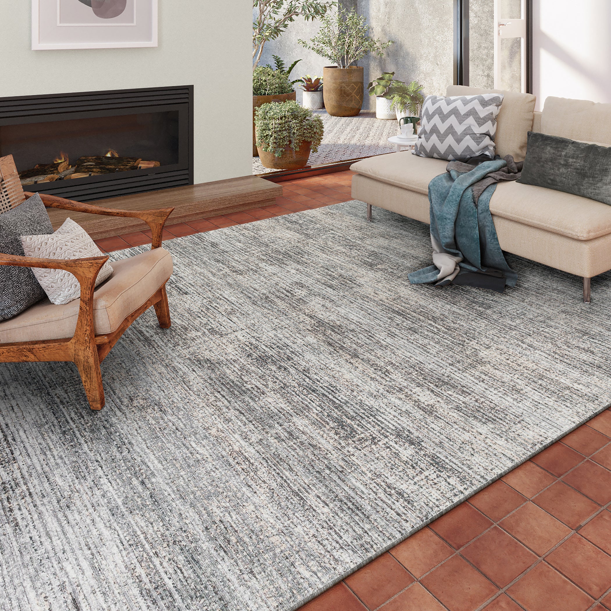 Indoor/Outdoor Transitional CR1 Graphite Gray Rug 3' x 5' #shape_Rectangle