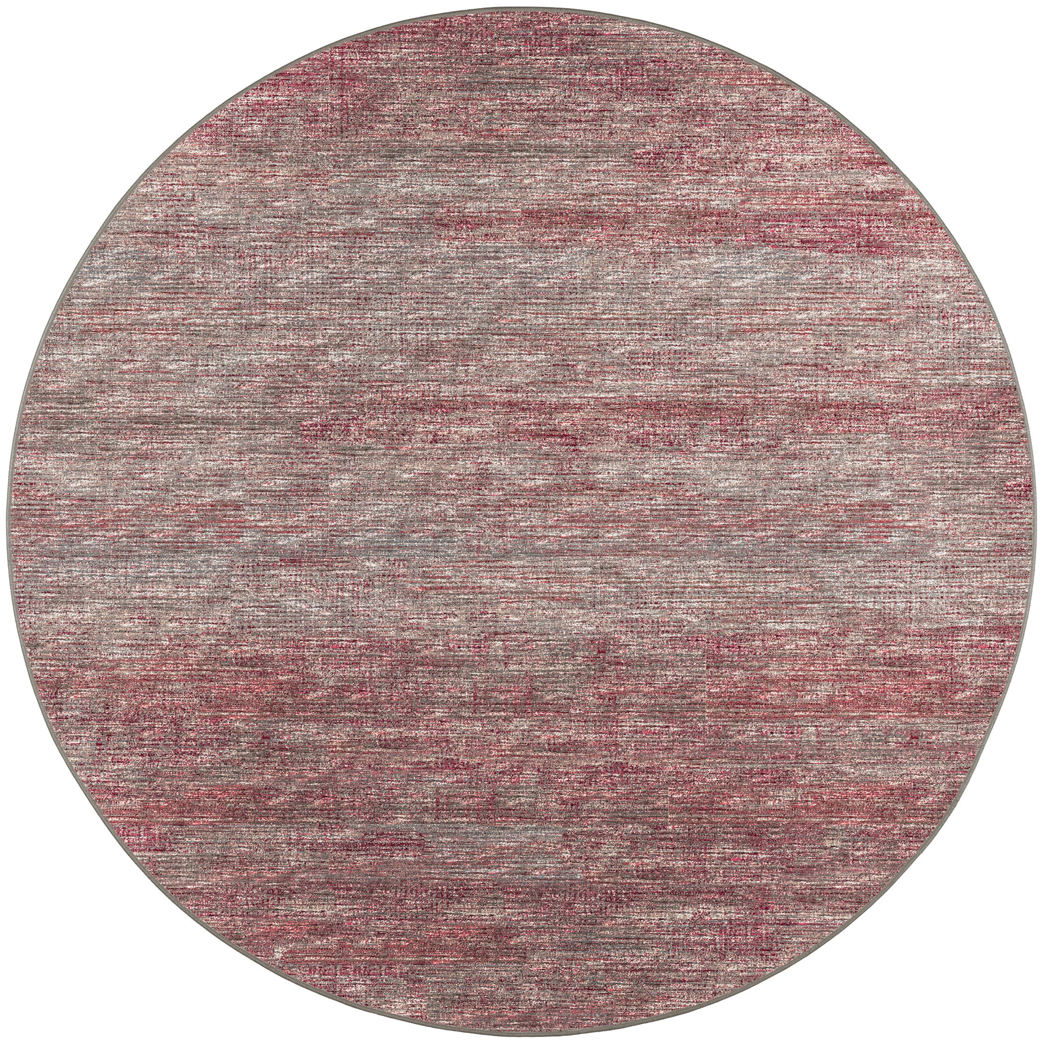 Indoor/Outdoor Transitional CR1 Merlot Red Rug 4' x 4' #shape_Round