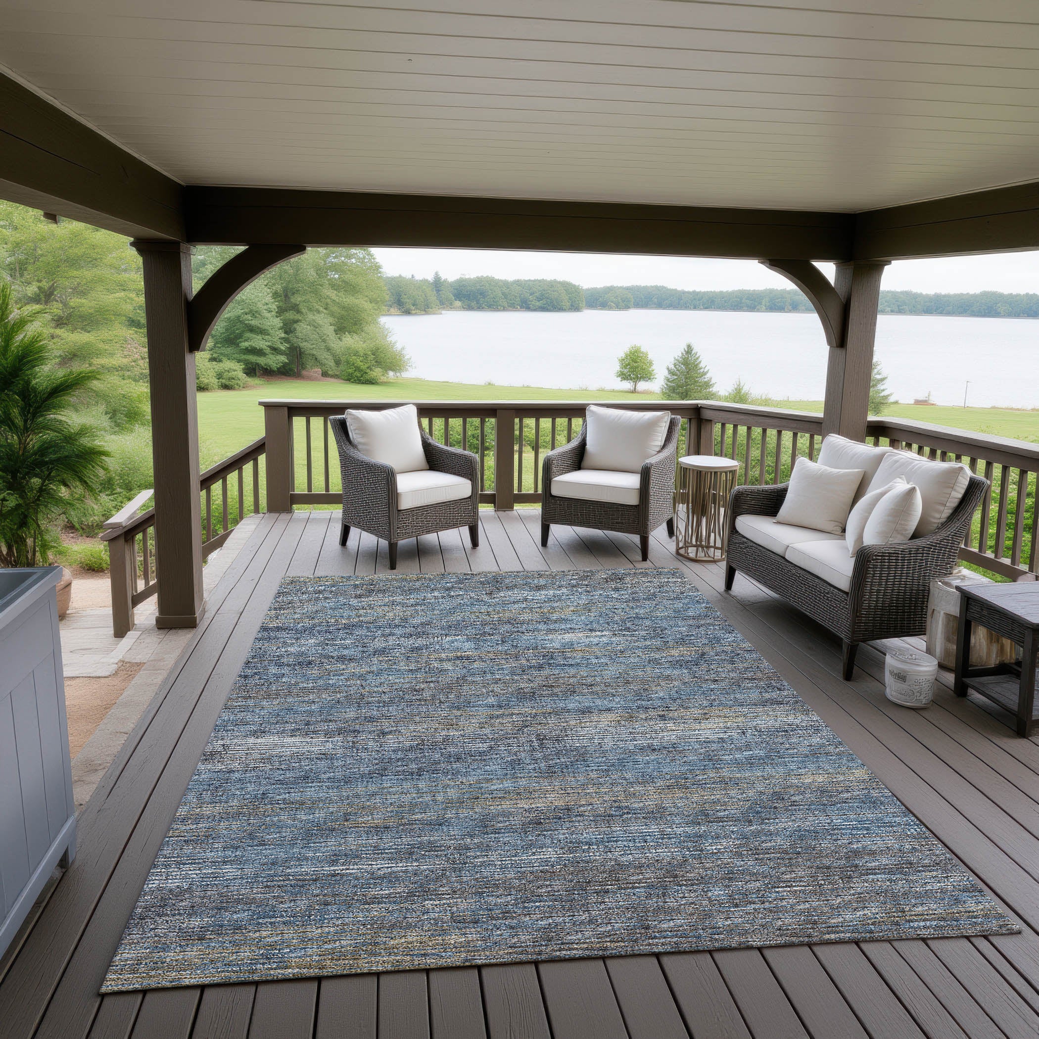 Indoor/Outdoor Transitional CR1 Navy Blue Rug 3' x 5' #shape_Rectangle