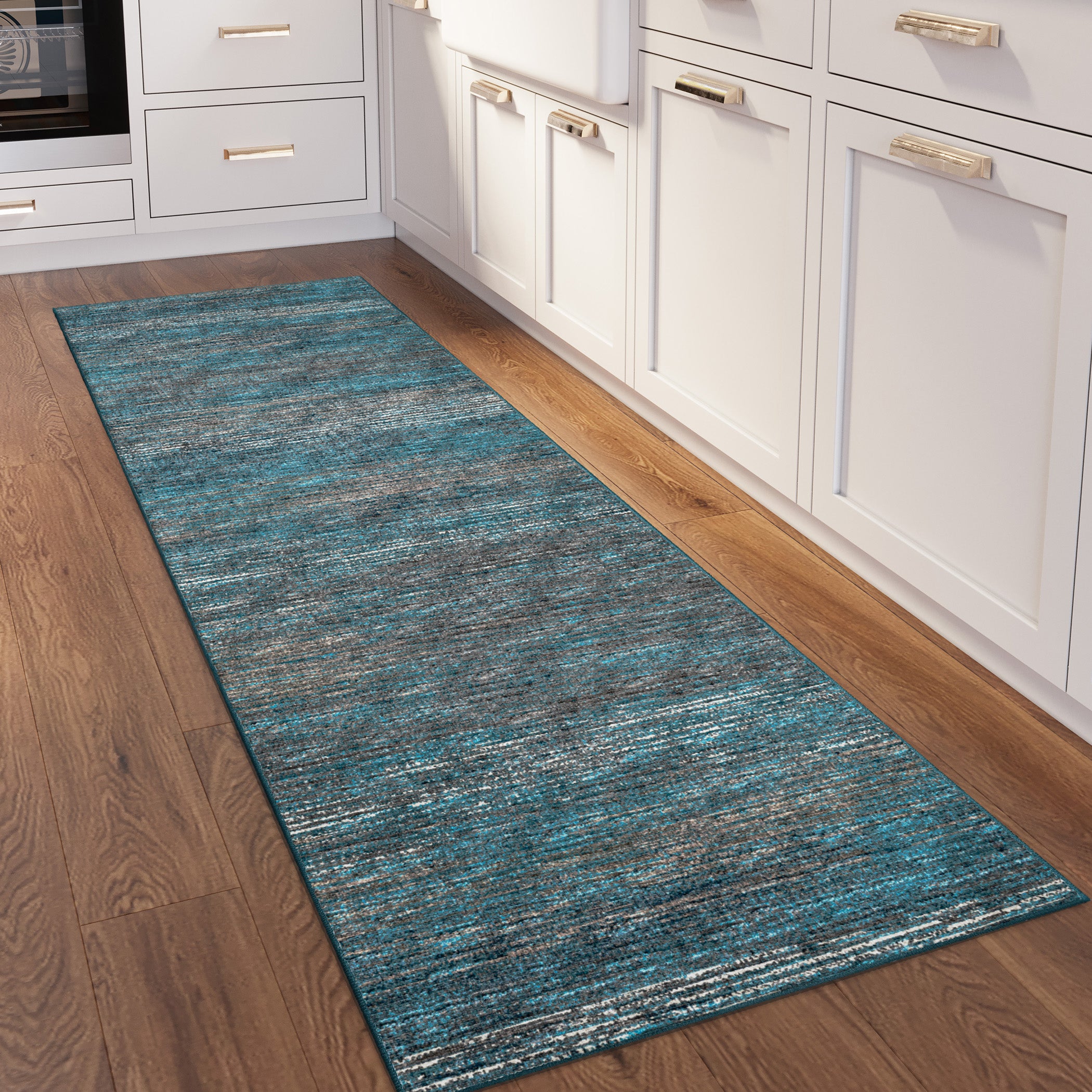 Indoor/Outdoor Transitional CR1 Navy Blue Rug 2'6" x 10' #shape_Runner