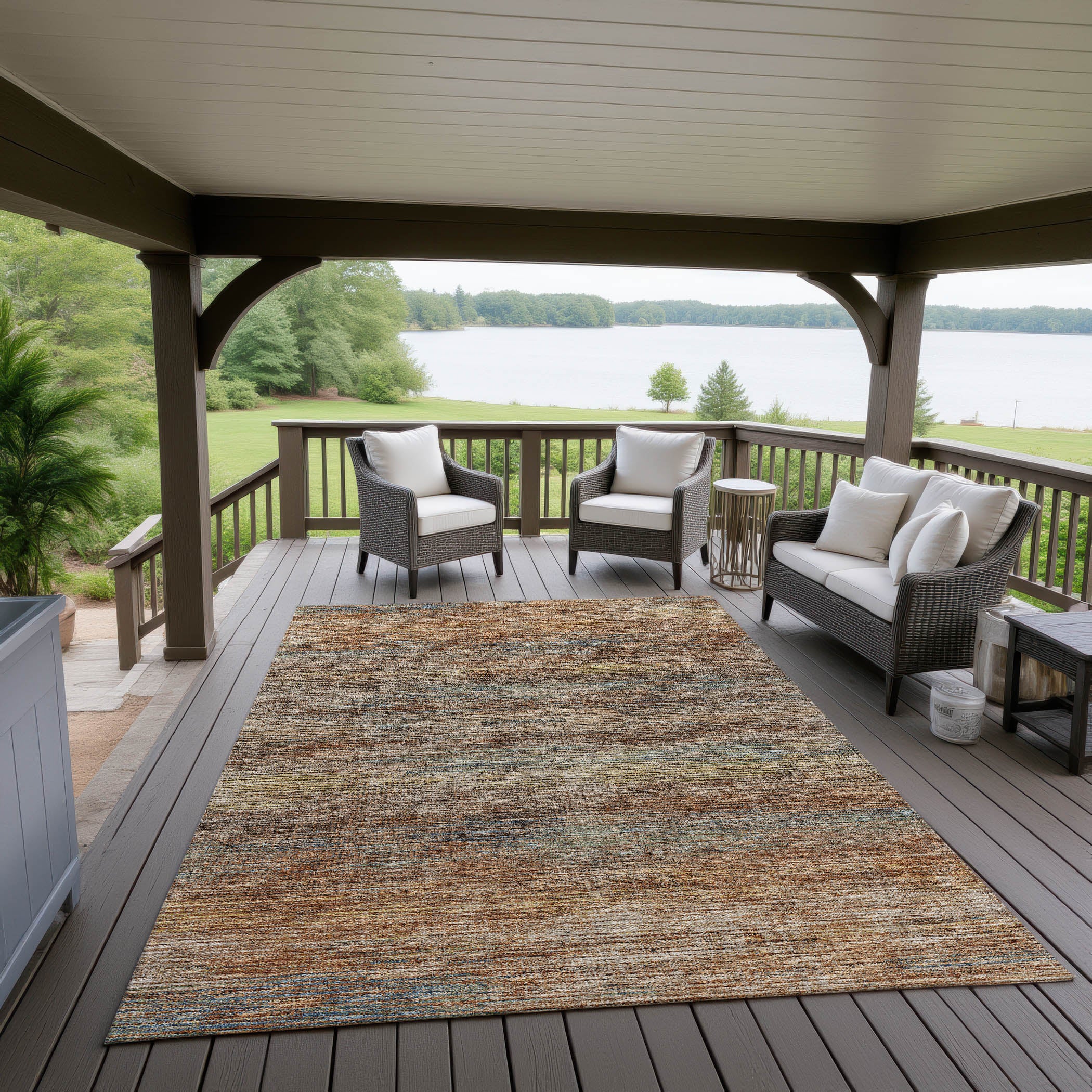 Indoor/Outdoor Transitional CR1 Paprika Orange Rug 3' x 5' #shape_Rectangle