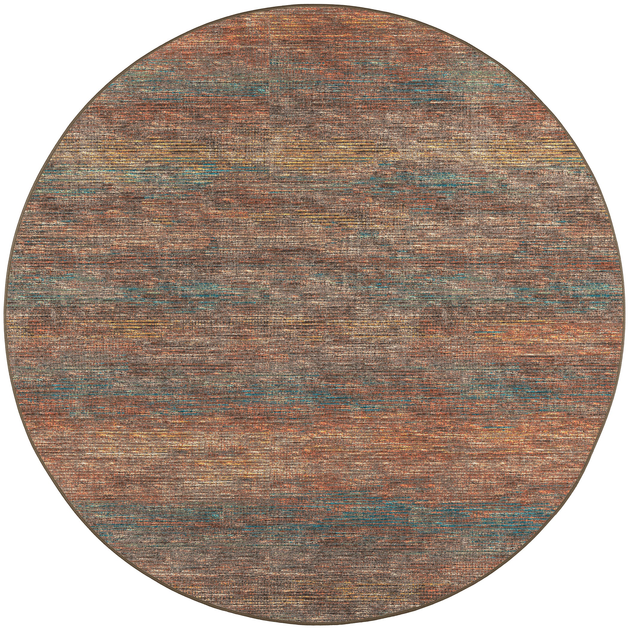 Indoor/Outdoor Transitional CR1 Paprika Orange Rug 4' x 4' #shape_Round