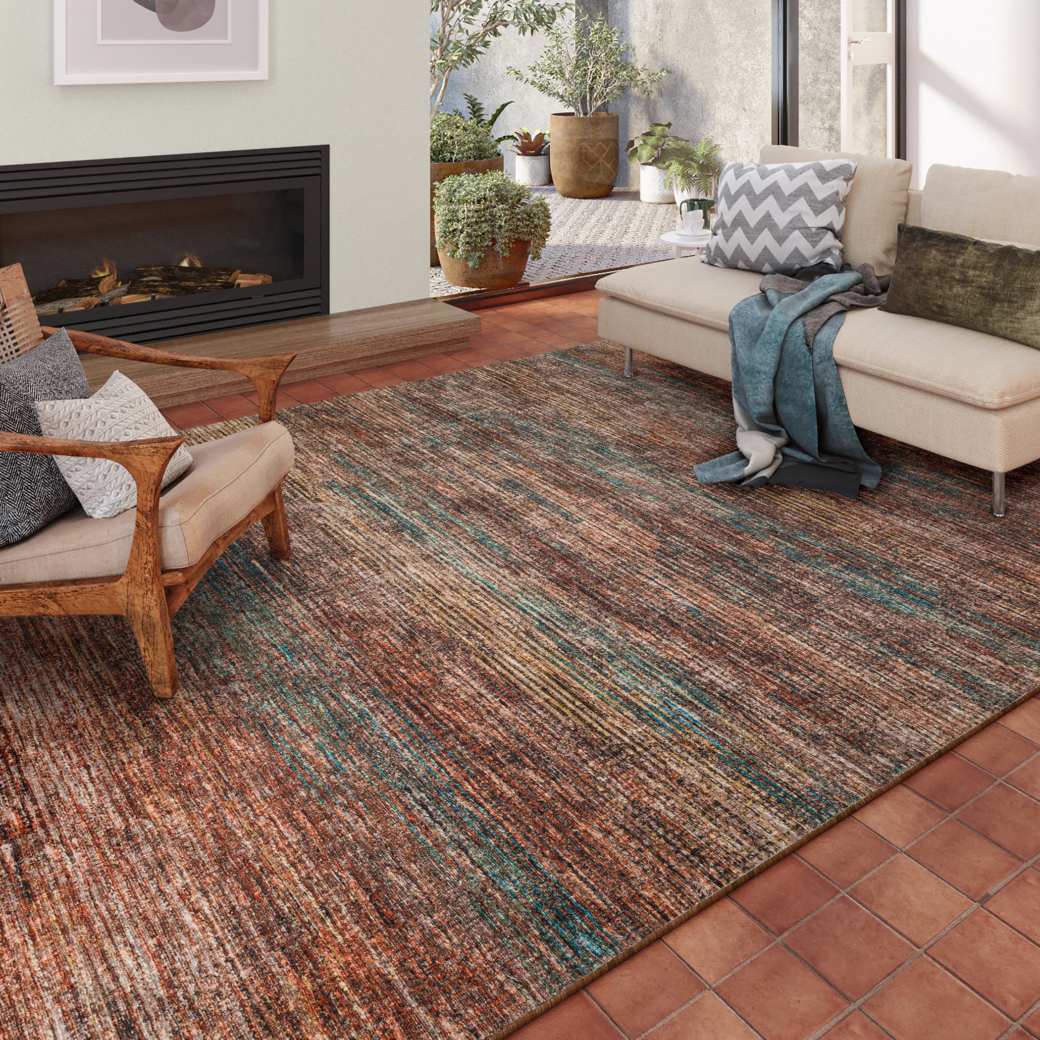 Indoor/Outdoor Transitional CR1 Paprika Orange Rug 3' x 5' #shape_Rectangle