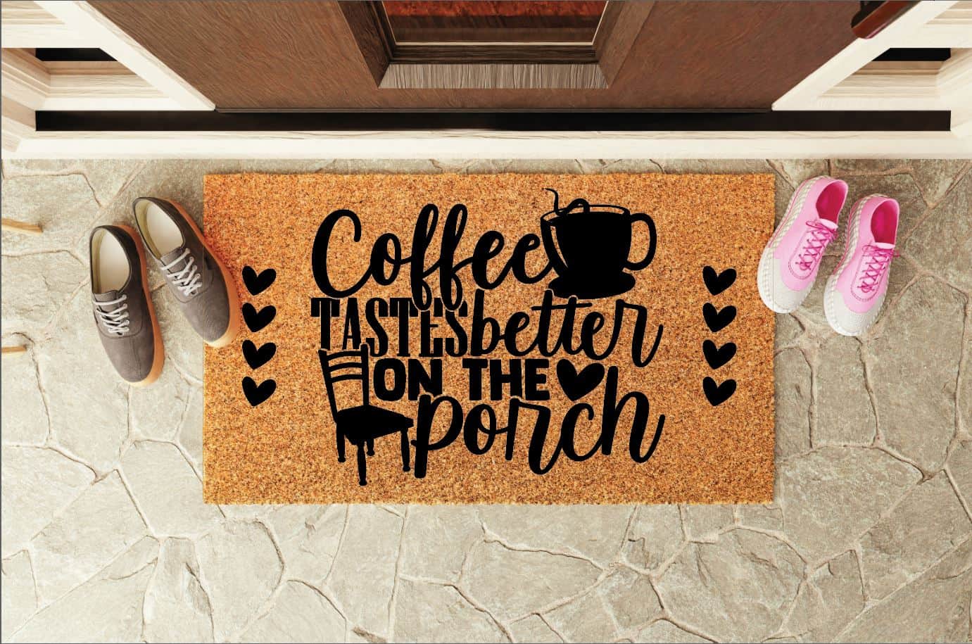 Coffee Tastes Better On The Porch Welcome Mat