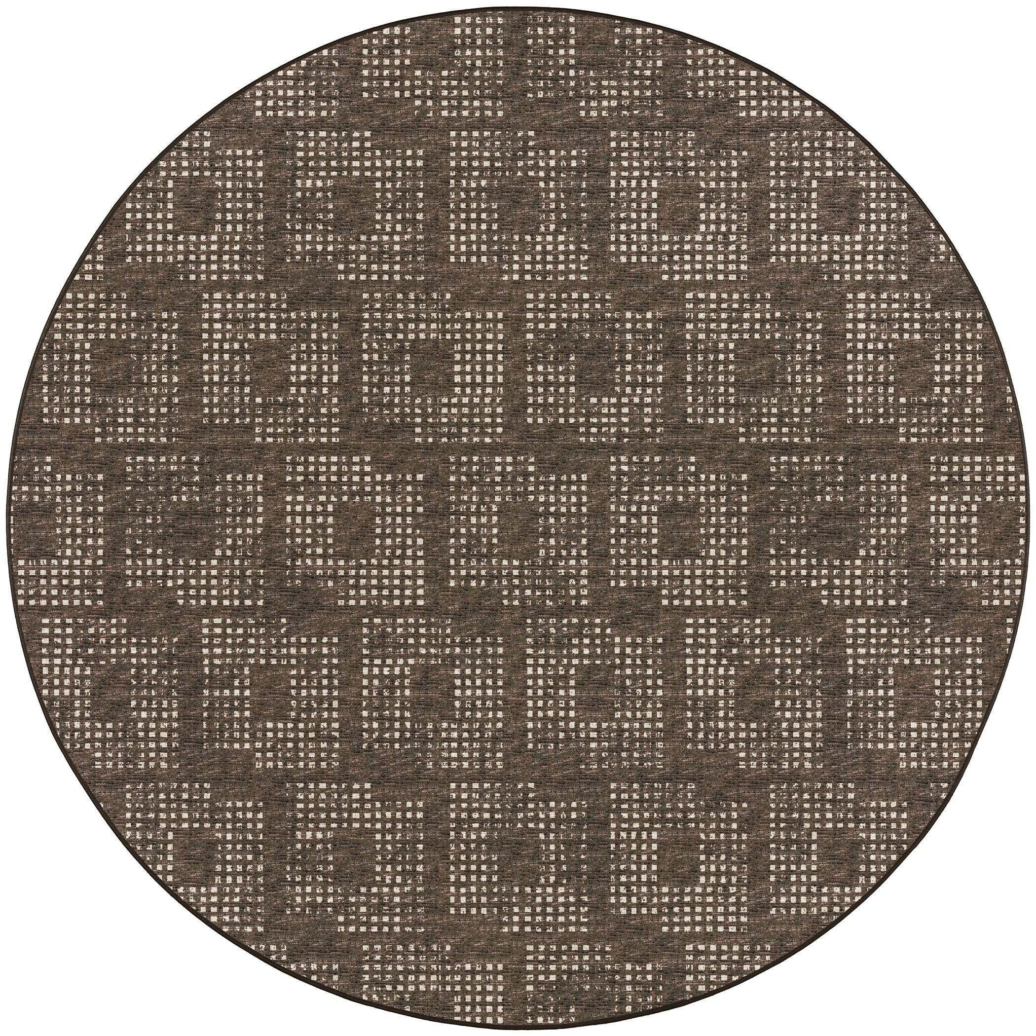 Indoor/Outdoor Transitional DA1 Chocolate Brown Rug 4' x 4' #shape_Round
