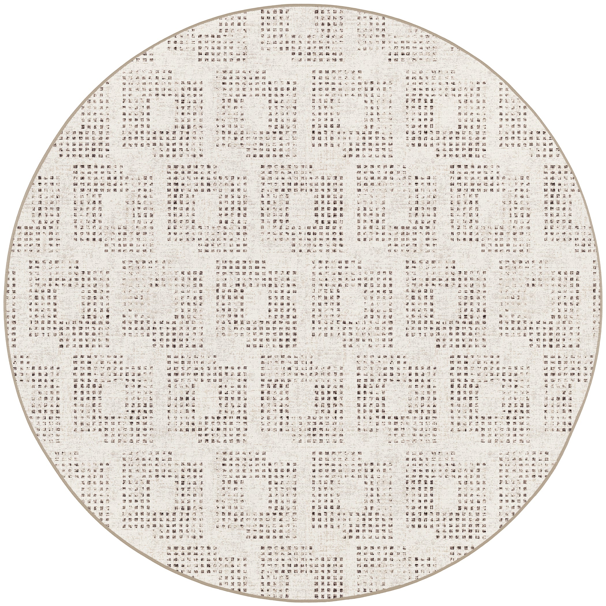 Indoor/Outdoor Transitional DA1 Ivory Rug 4' x 4' #shape_Round