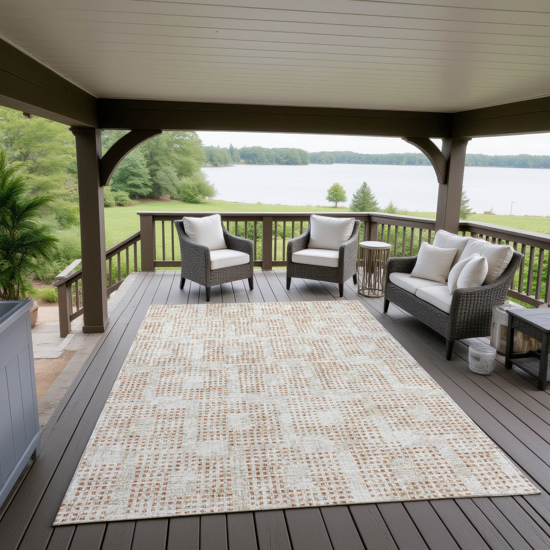 Indoor/Outdoor Transitional DA1 Linen Ivory Rug 3' x 5' #shape_Rectangle