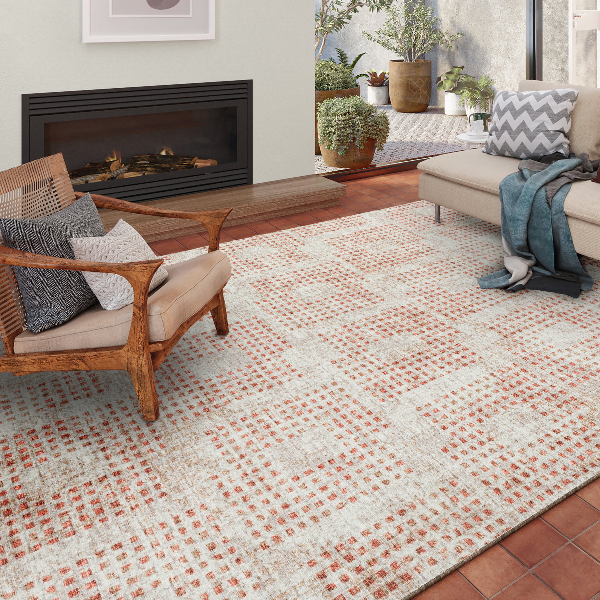 Indoor/Outdoor Transitional DA1 Linen Ivory Rug 3' x 5' #shape_Rectangle
