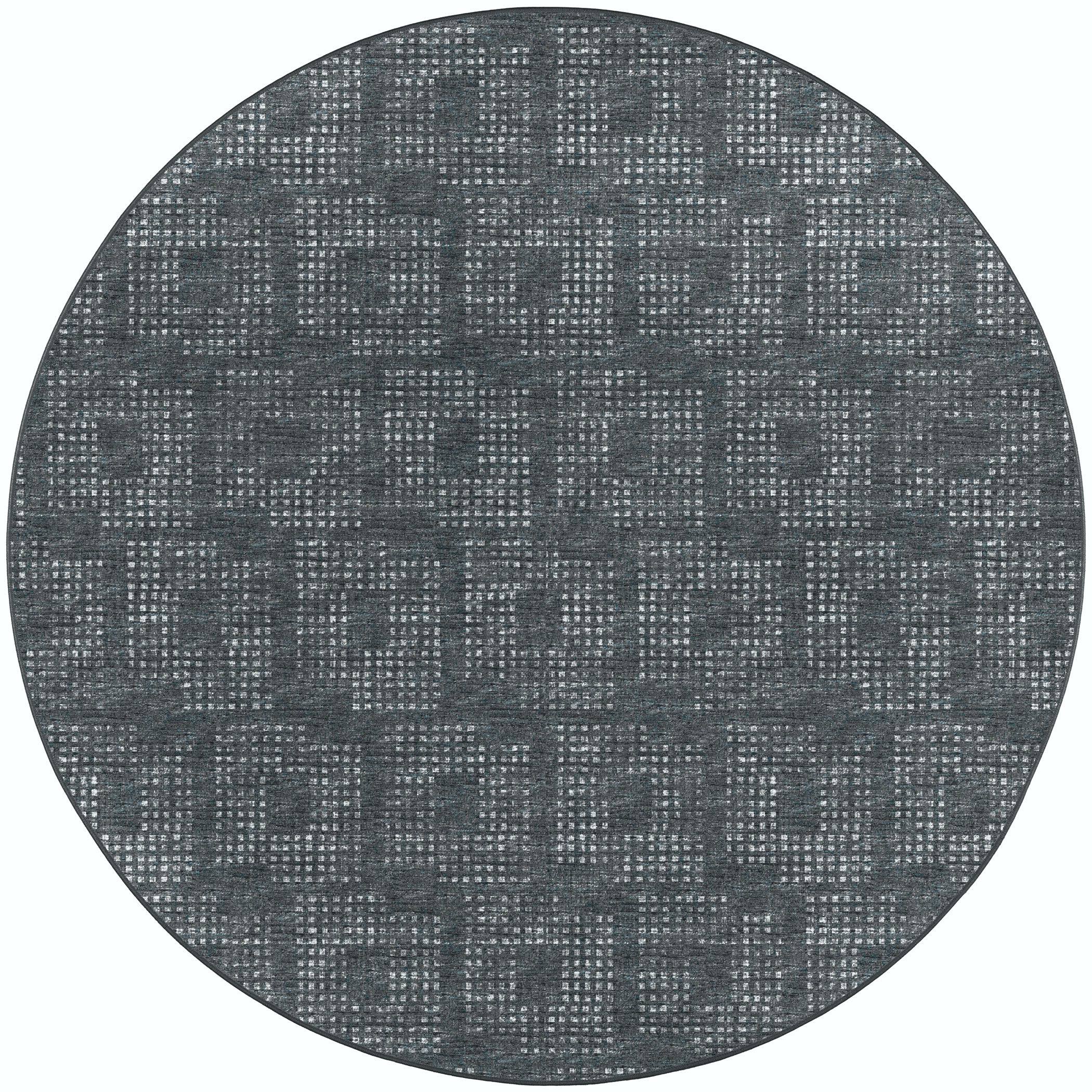 Indoor/Outdoor Transitional DA1 Midnight Black Rug 4' x 4' #shape_Round