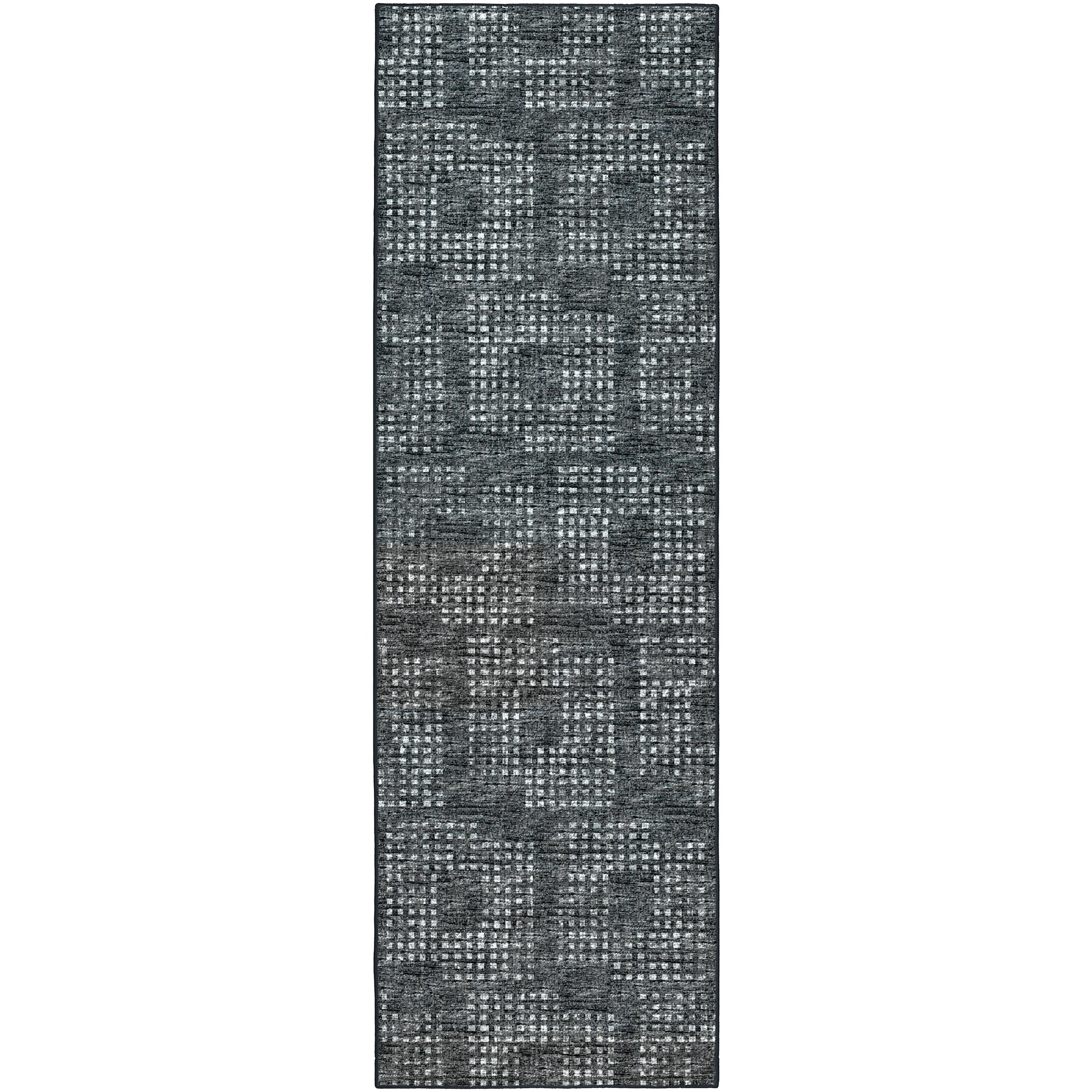 Indoor/Outdoor Transitional DA1 Midnight Black Rug 2'6" x 10' #shape_Runner
