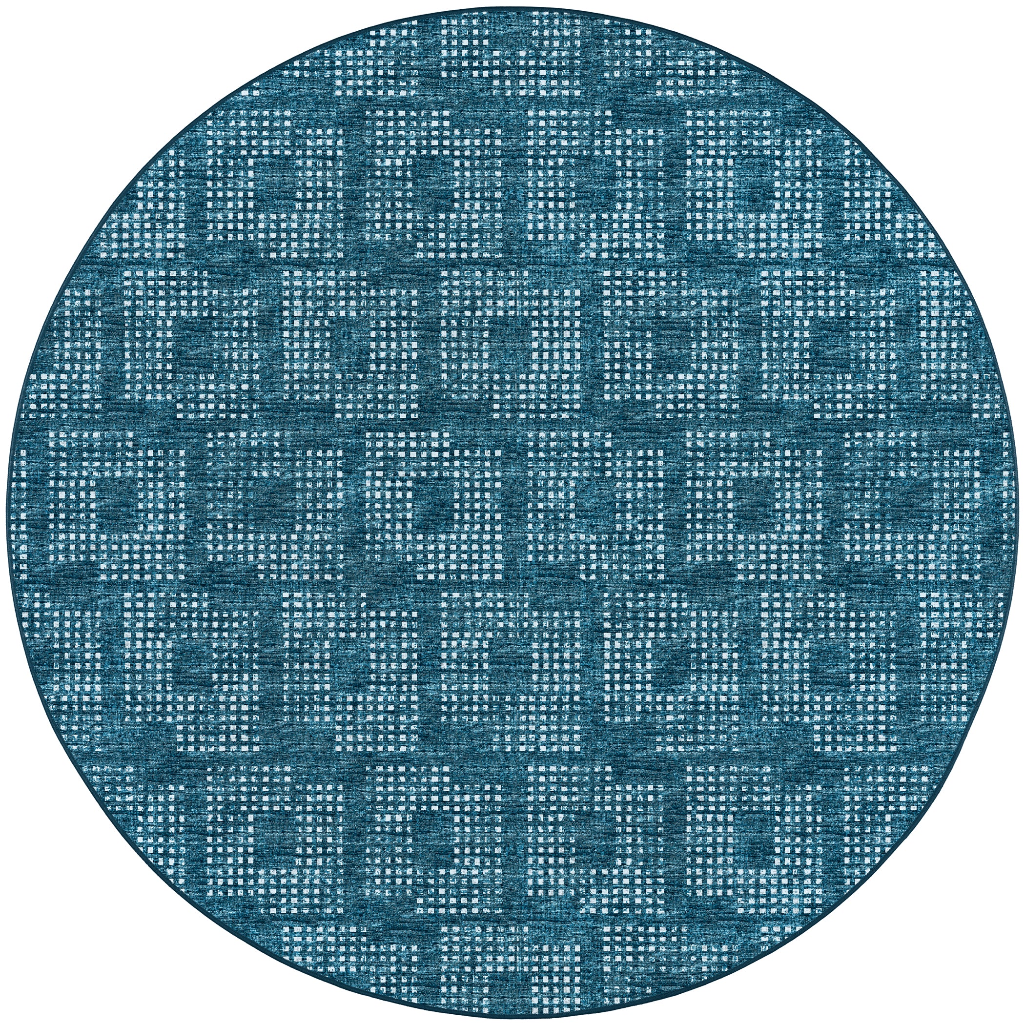 Indoor/Outdoor Transitional DA1 Navy Blue Rug 4' x 4' #shape_Round