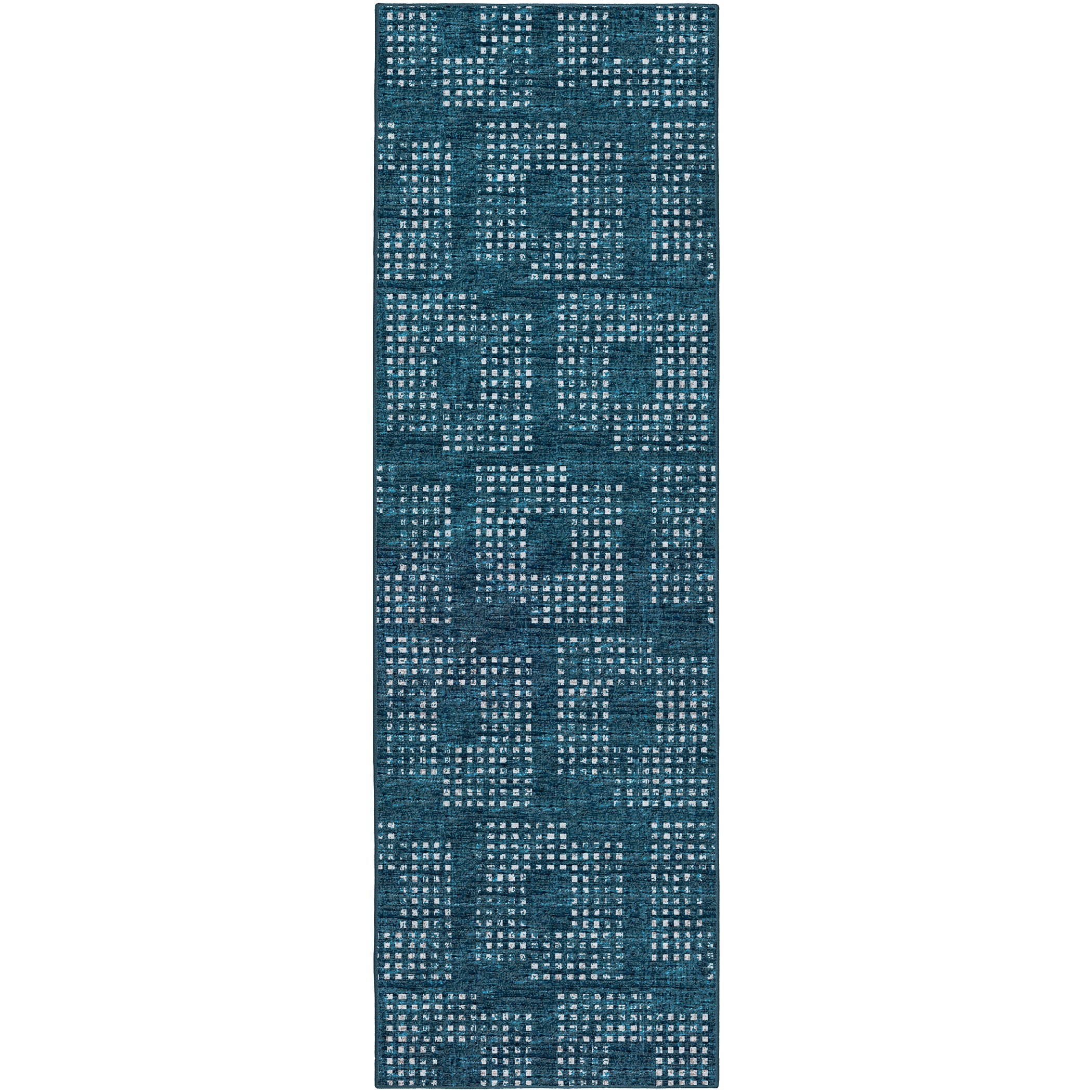 Indoor/Outdoor Transitional DA1 Navy Blue Rug 2'6" x 10' #shape_Runner