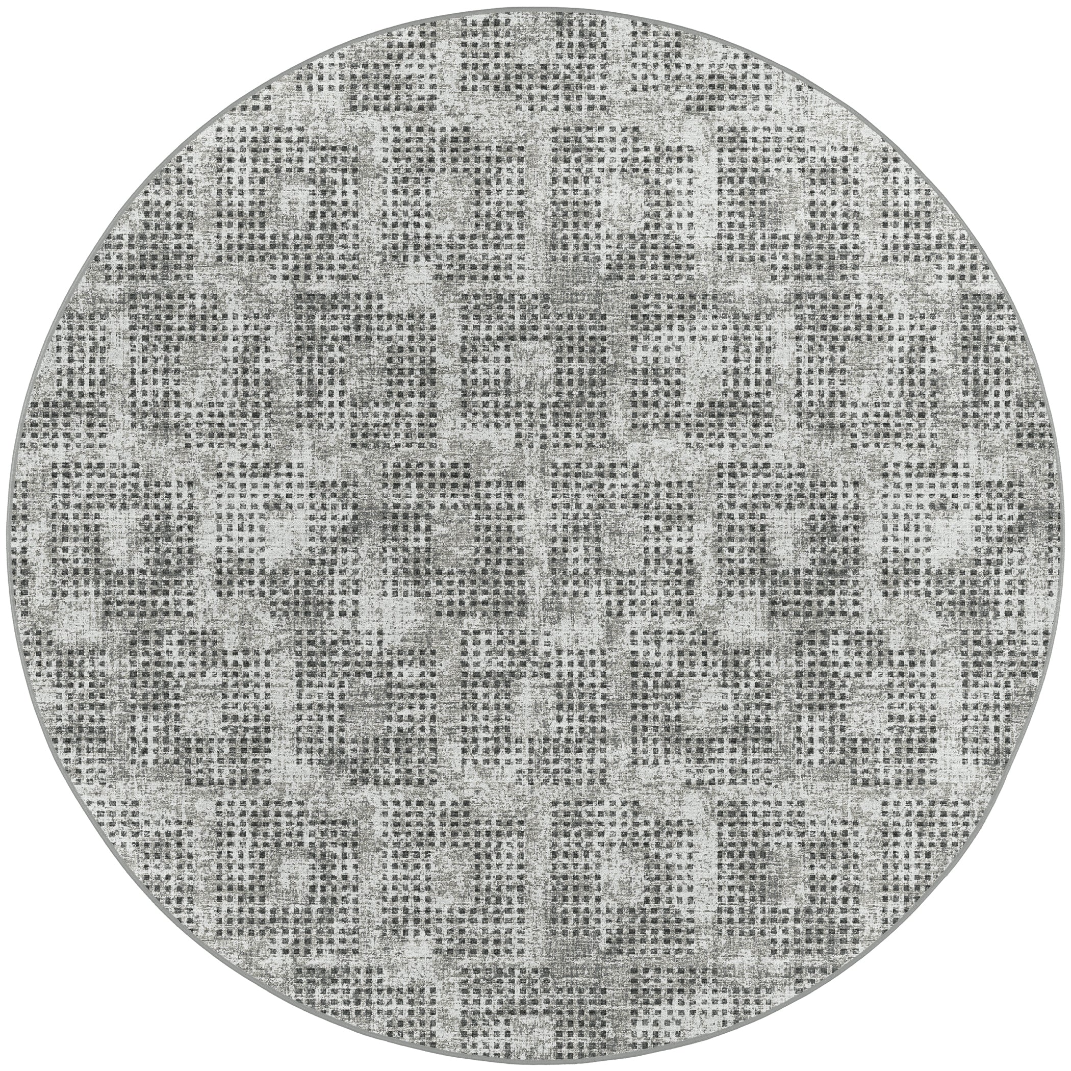 Indoor/Outdoor Transitional DA1 Pewter Gray Rug 4' x 4' #shape_Round