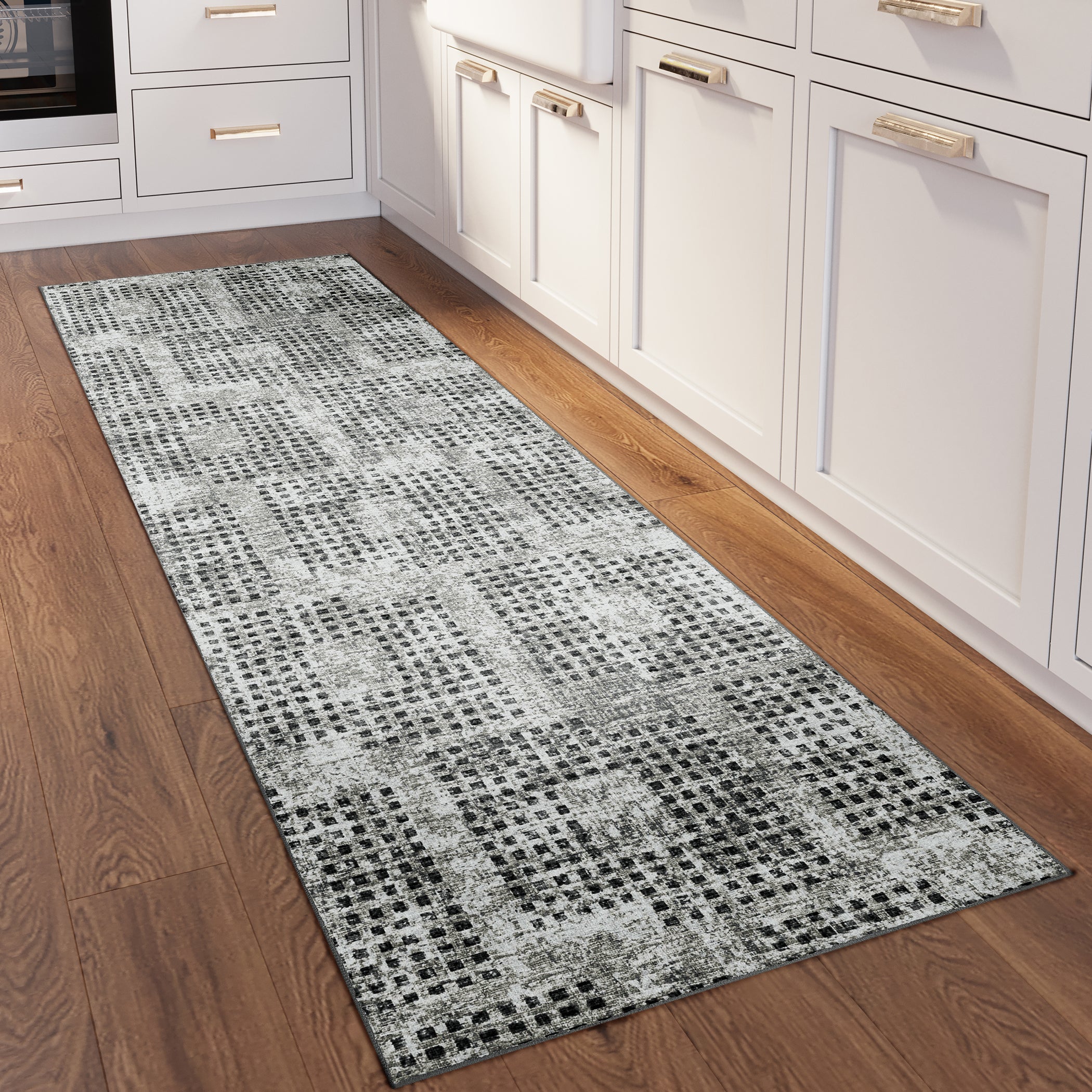Indoor/Outdoor Transitional DA1 Pewter Gray Rug 2'6" x 10' #shape_Runner