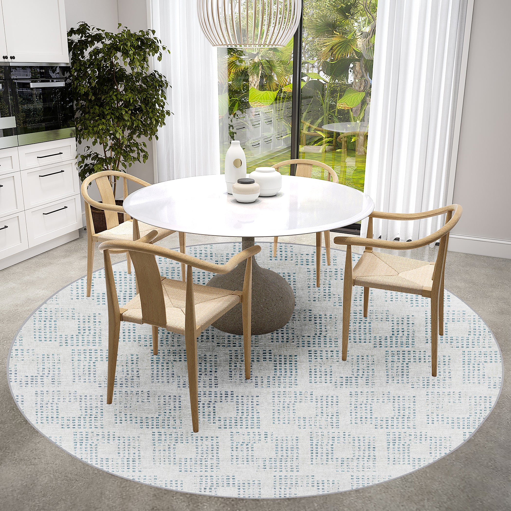 Indoor/Outdoor Transitional DA1 Tin Gray Rug 4' x 4' #shape_Round