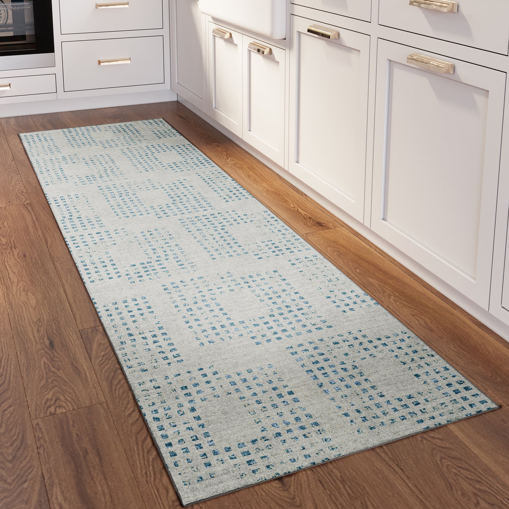 Indoor/Outdoor Transitional DA1 Tin Gray Rug 2'6" x 10' #shape_Runner