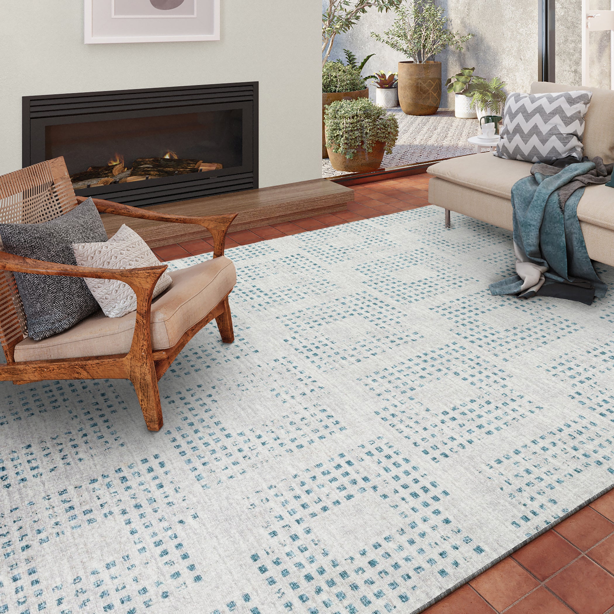 Indoor/Outdoor Transitional DA1 Tin Gray Rug 3' x 5' #shape_Rectangle