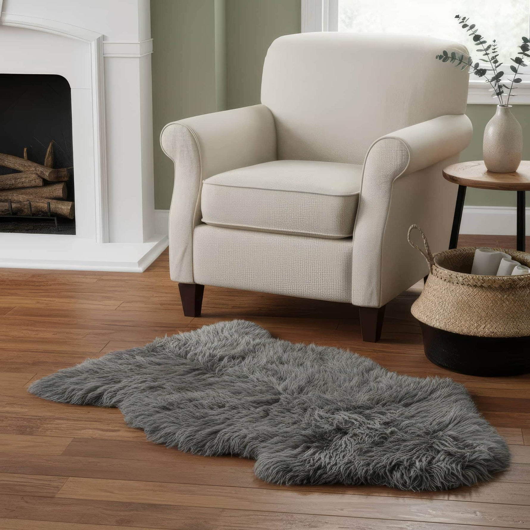 gray sheepskin fur rug dover #size_2' x 3'