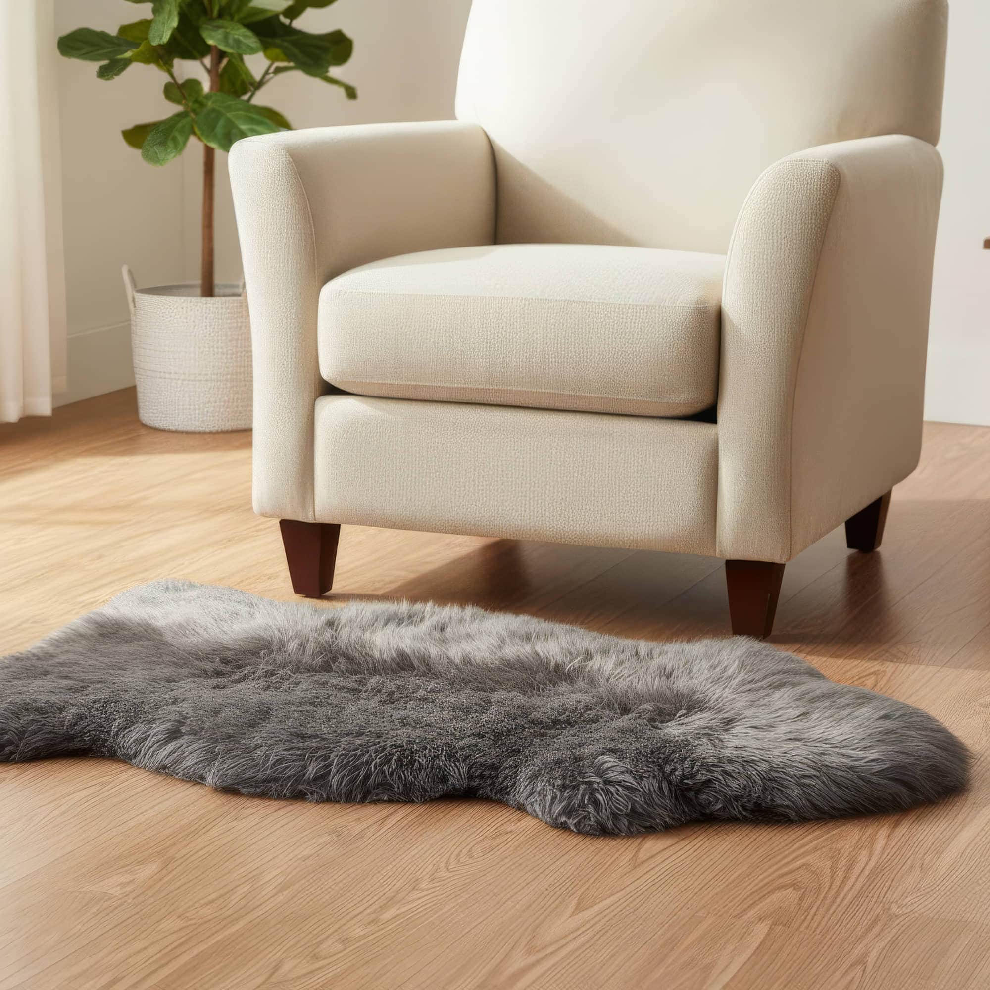 gray sheepskin fur rug dover #size_2' x 3'